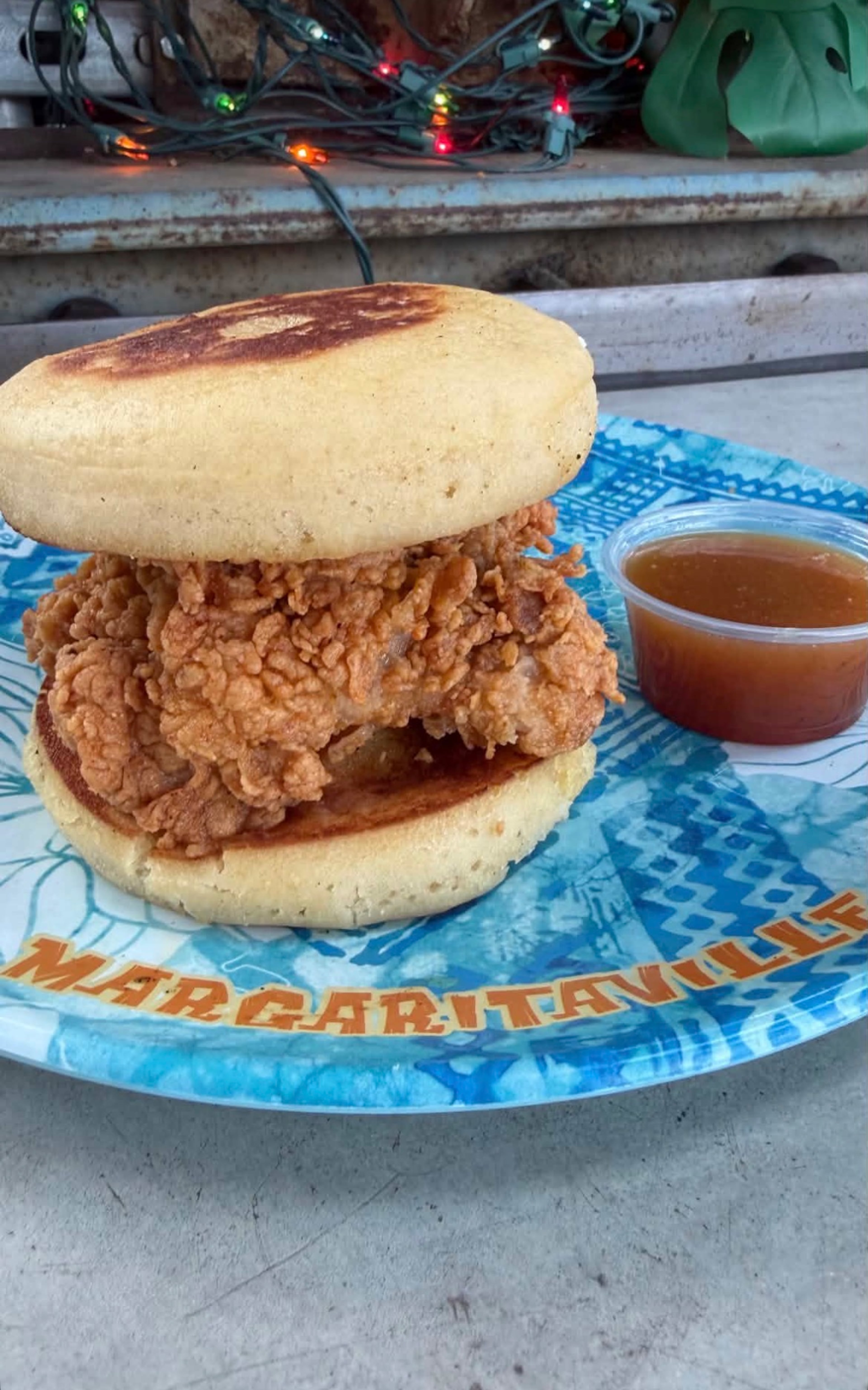 The McBriddle is a fried chicken cutlet served between two griddle cakes and spicy maple syrup. It’s currently offered on Breaker Breaker’s brunch menu. (Courtesy of Maximillian Hines)