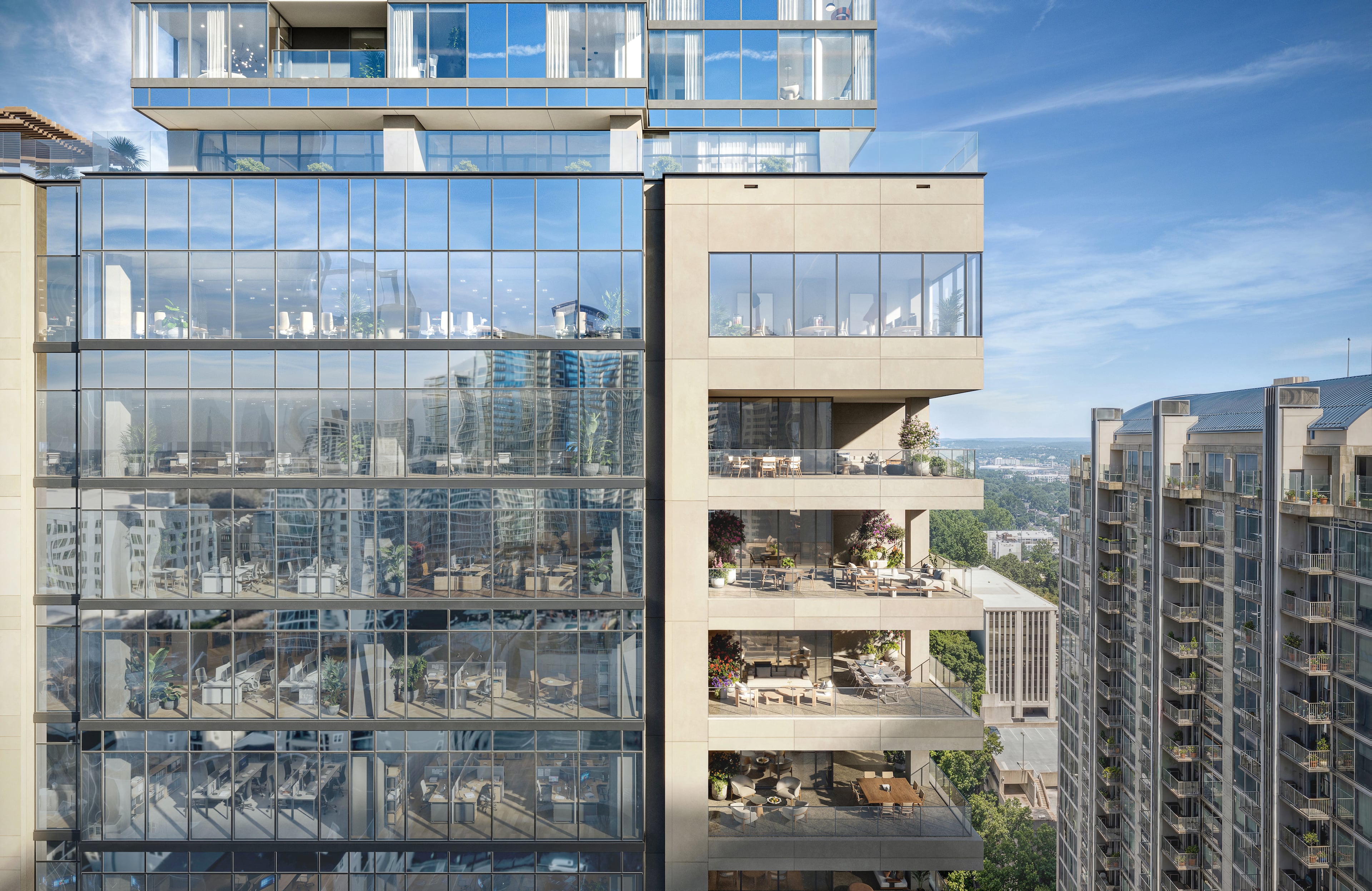 This is a rendering of Rockefeller Group's new 60-story skyscraper at 1072 W Peachtree St. in Midtown, which includes eight floors of new office space. (Courtesy of Eleven Visualisation)
