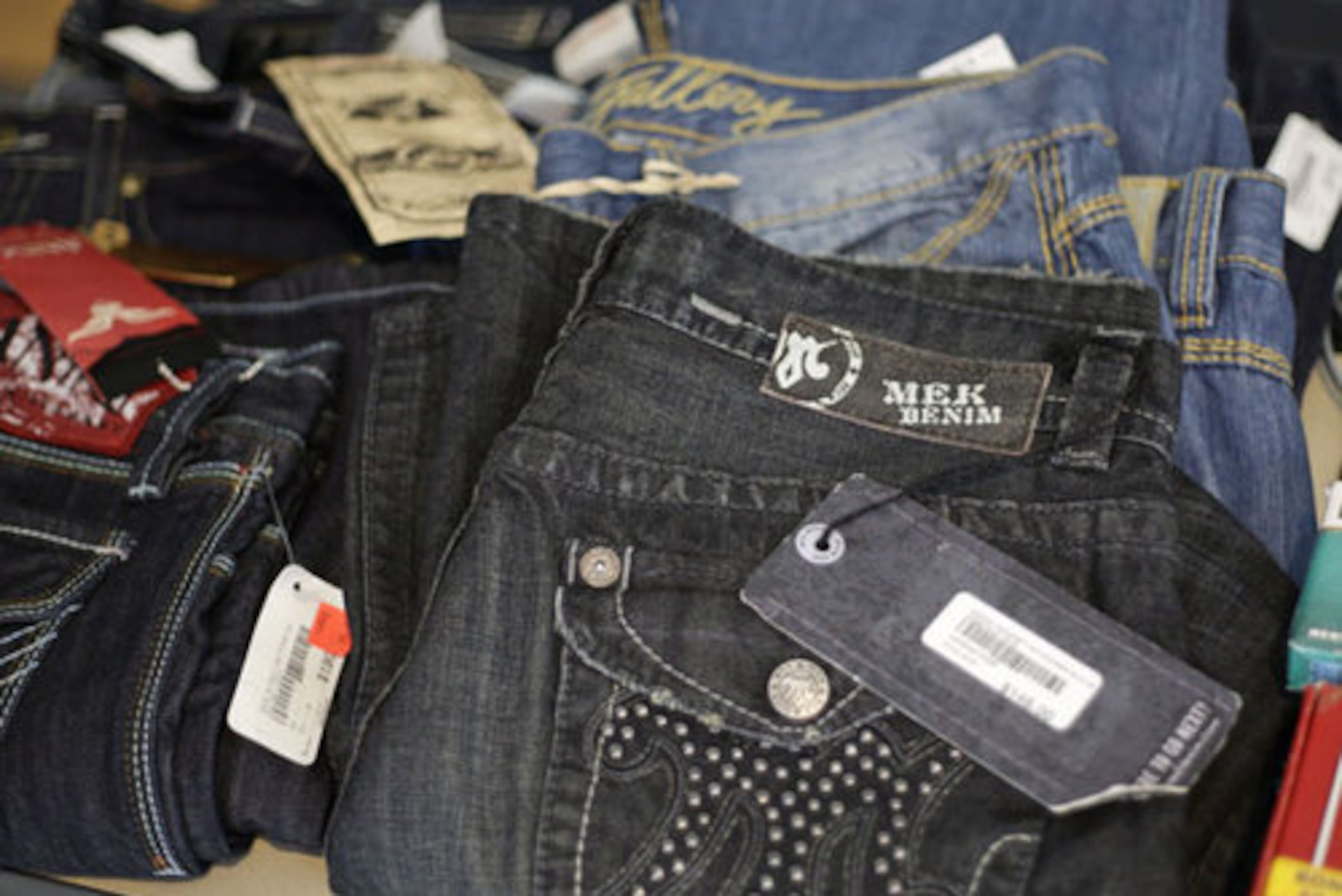 Many of the clothing items still had tags on them.