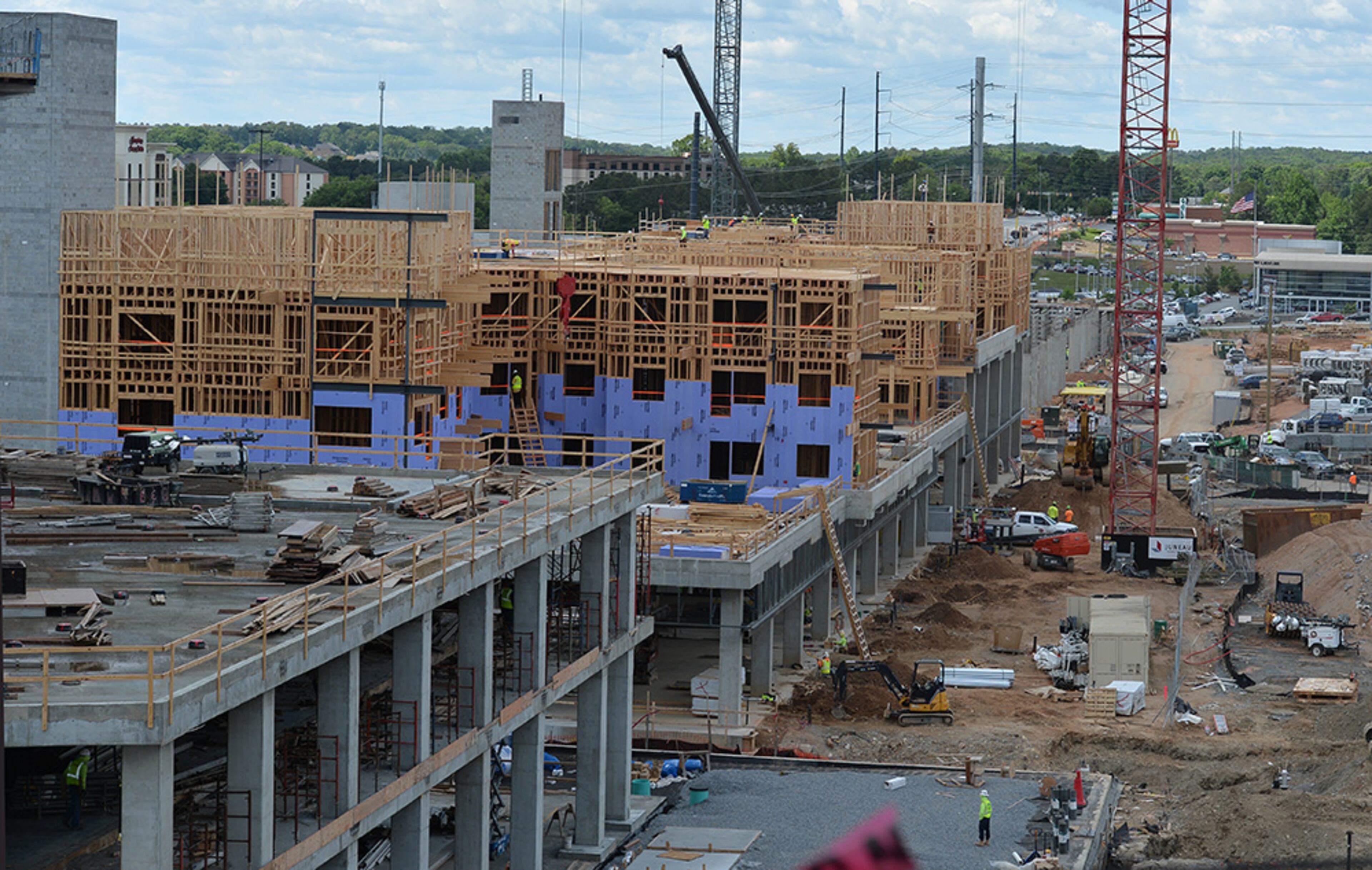 Construction marches on in the mixed-use development fronting the stadium called The Battery Atlanta.
