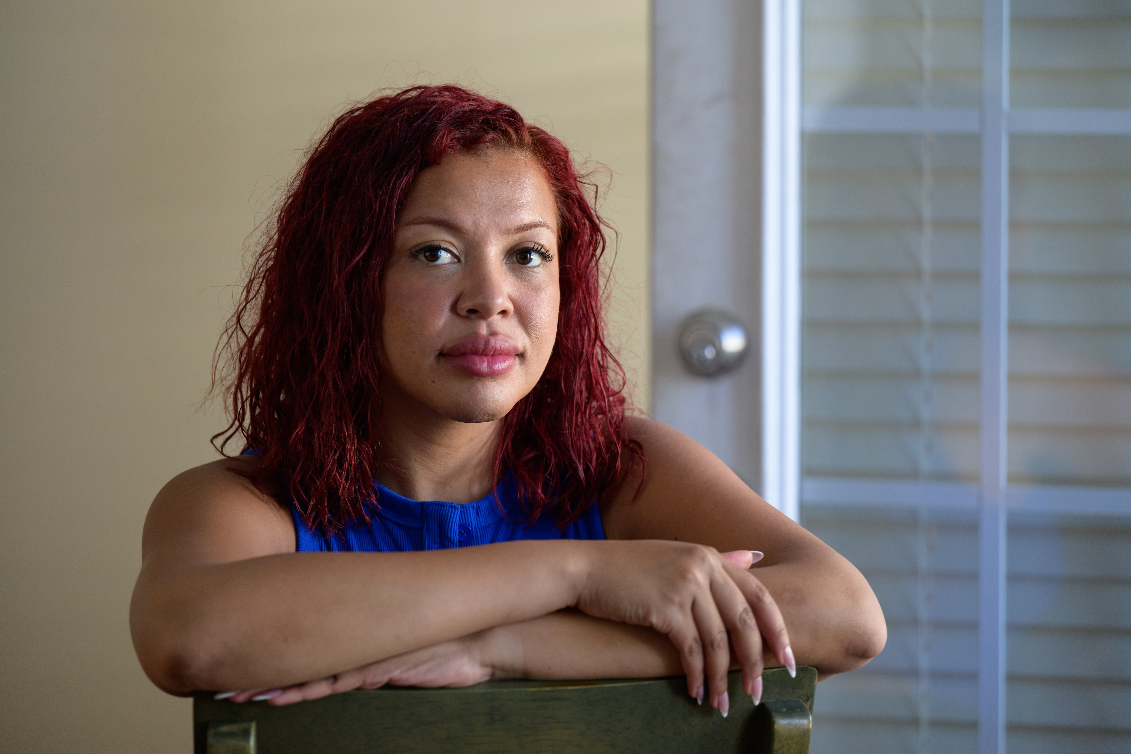 Mirayah McFarlin, shown here at her Huntersville, NC, home on Monday, March 23, 2026, opens up for the first time about her allegations of sexual harassment while in training to be a flight attendant at Delta Air Lines two years ago. (Bita Honarvar/AJC)