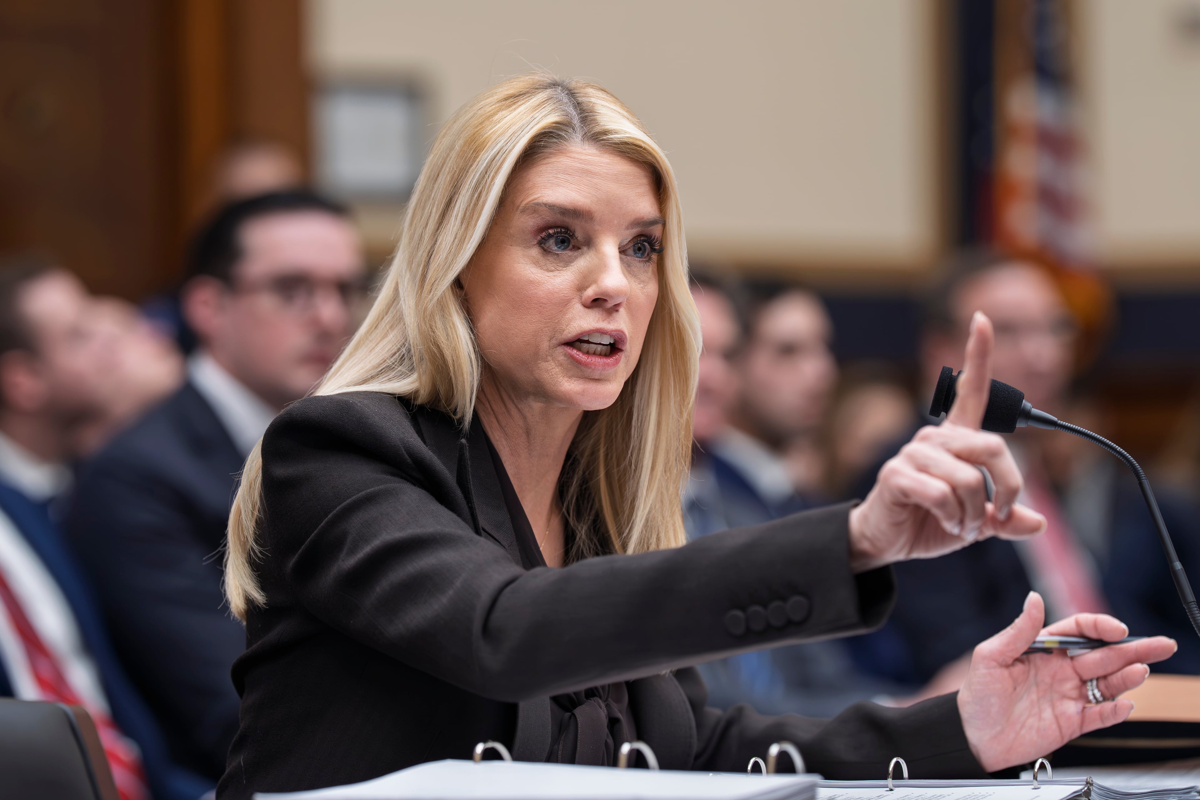 Then-Attorney General Pam Bondi testifies during a House Judiciary Committee oversight hearing on Capitol Hill on Feb. 11, 2026. (J. Scott Applewhite/AP)