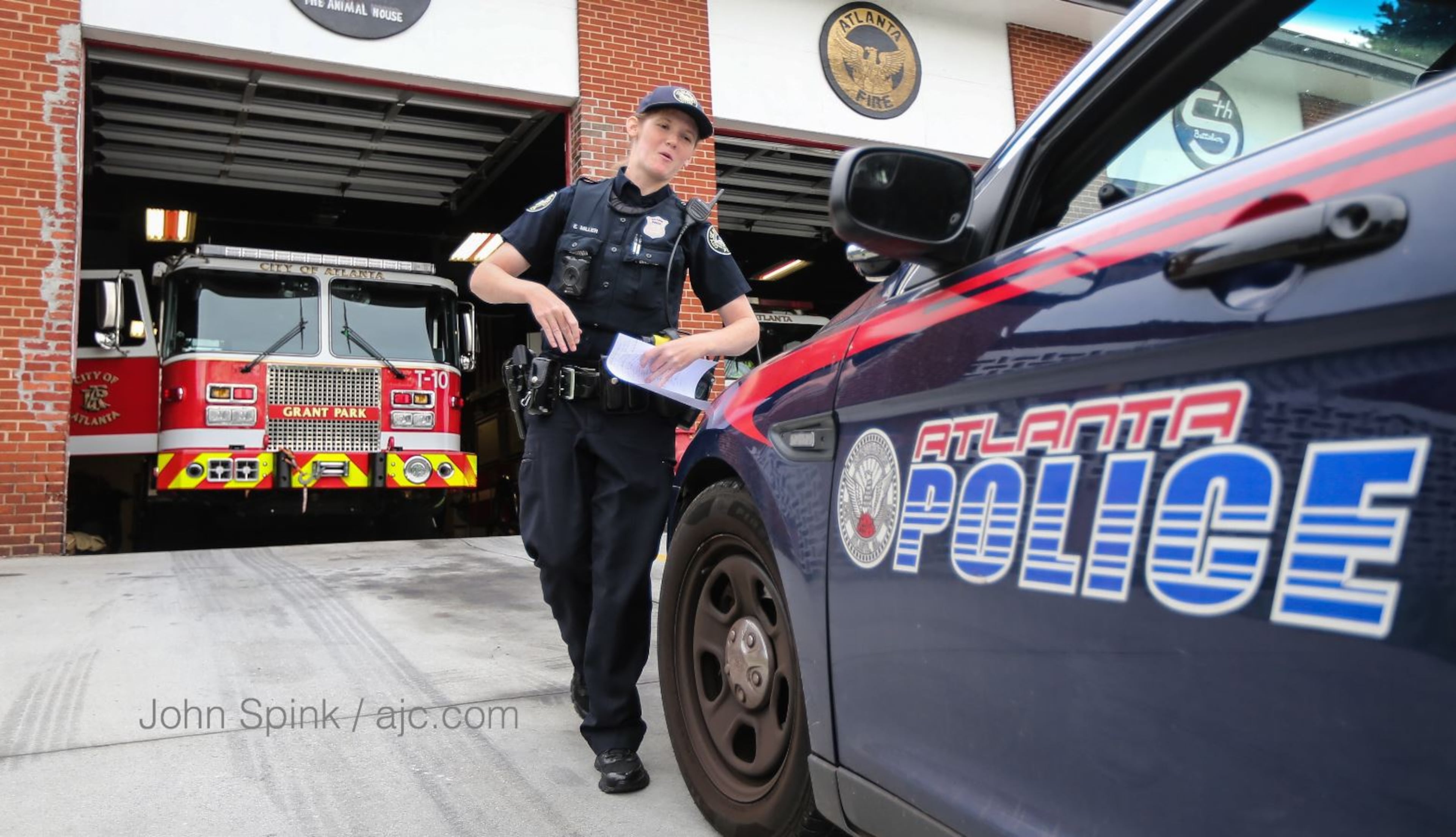 The shooting happened after the people broke into two firefighters’ personal vehicles at Atlanta Fire Rescue station No. 10 in the 400 block of Boulevard, police spokesman Carlos Campos said. No one was injured. JOHN SPINK / JSPINK@AJC.COM