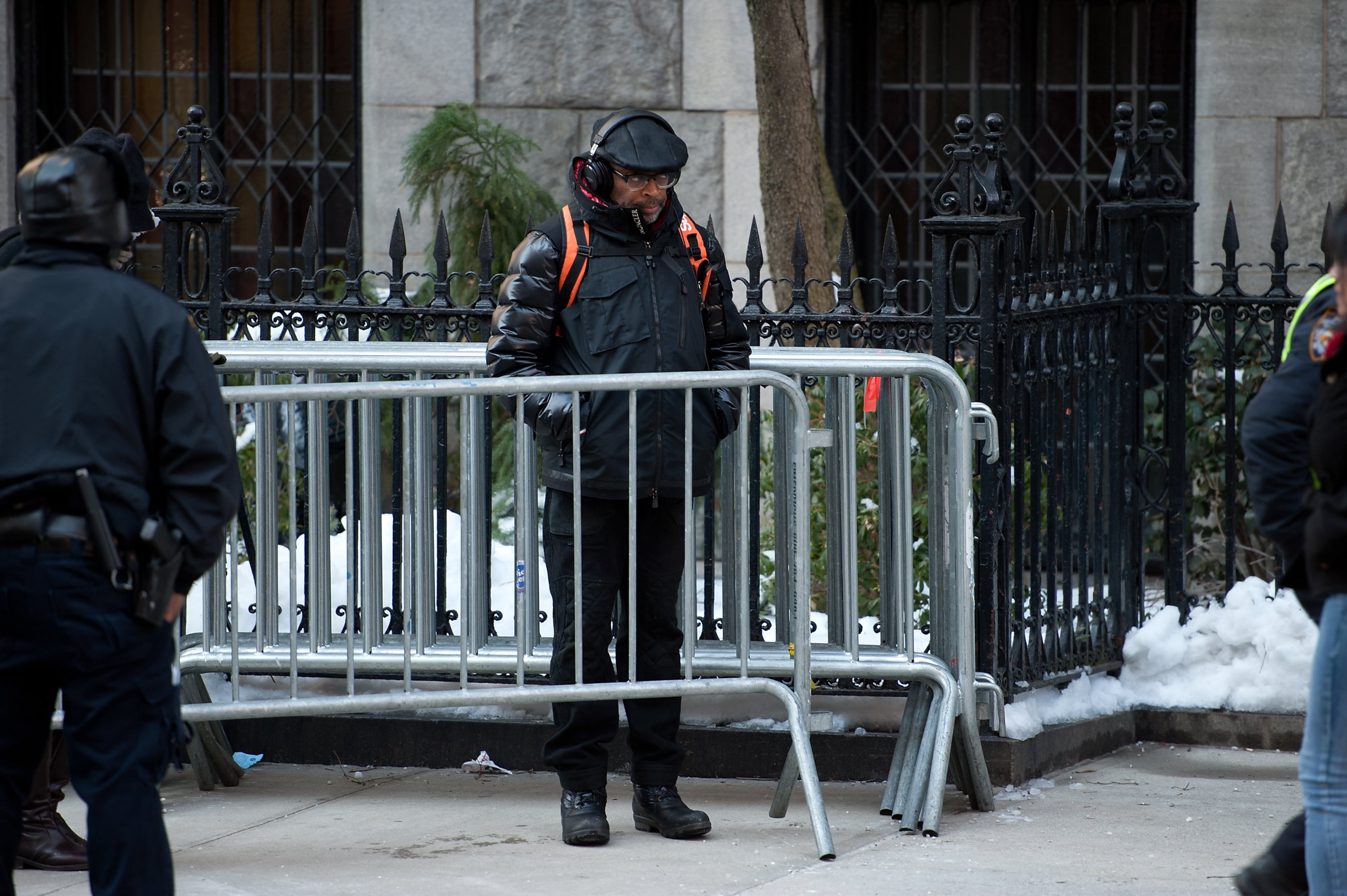Spike Lee attends the funeral service for actor Philip Seymour Hoffman at St. Ignatius Of Loyola on February 7, 2014 in New York City. Hoffman died of an alleged drug overdose on February 1, 2014.