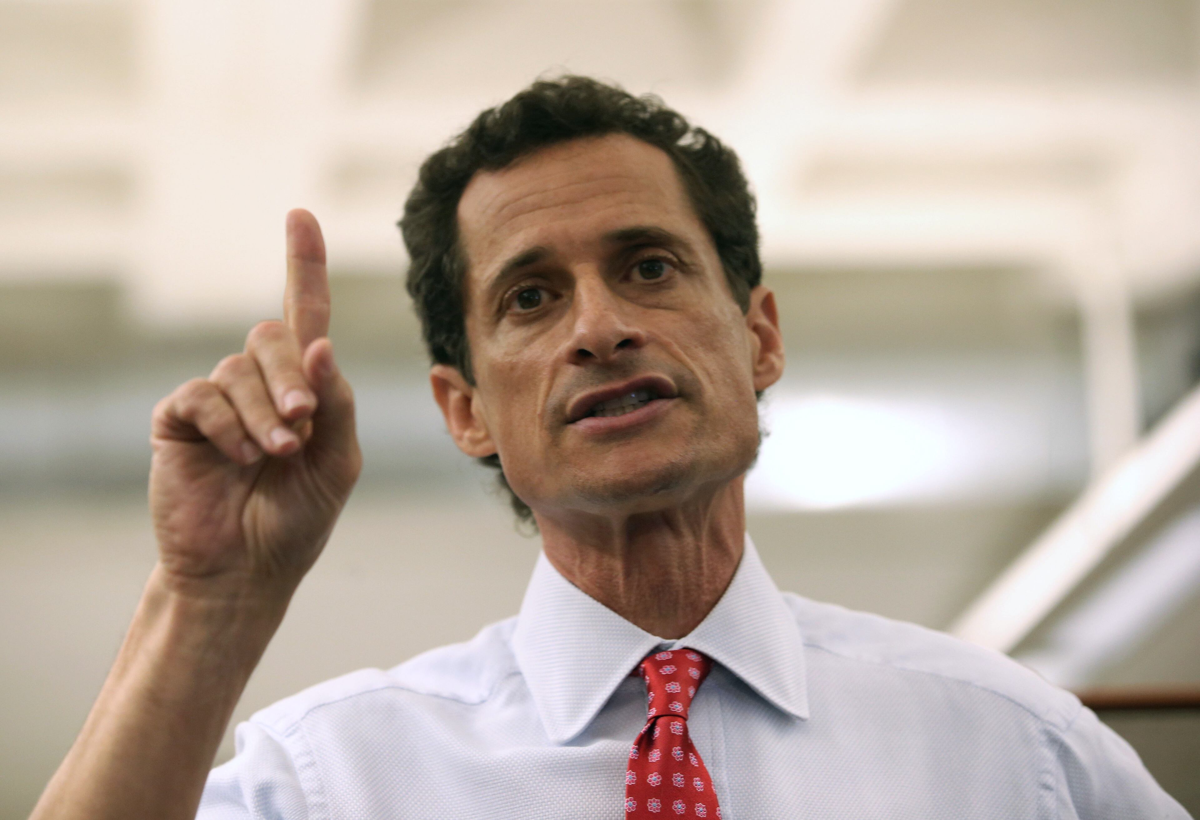 Anthony Weiner, a leading candidate for New York City mayor, answers questions during a press conference on July 23, 2013 in New York City. Weiner addressed news of new allegations that he engaged in lewd online conversations with a woman after he resigned from Congress for similar previous incidents. (Photo by John Moore/Getty Images)