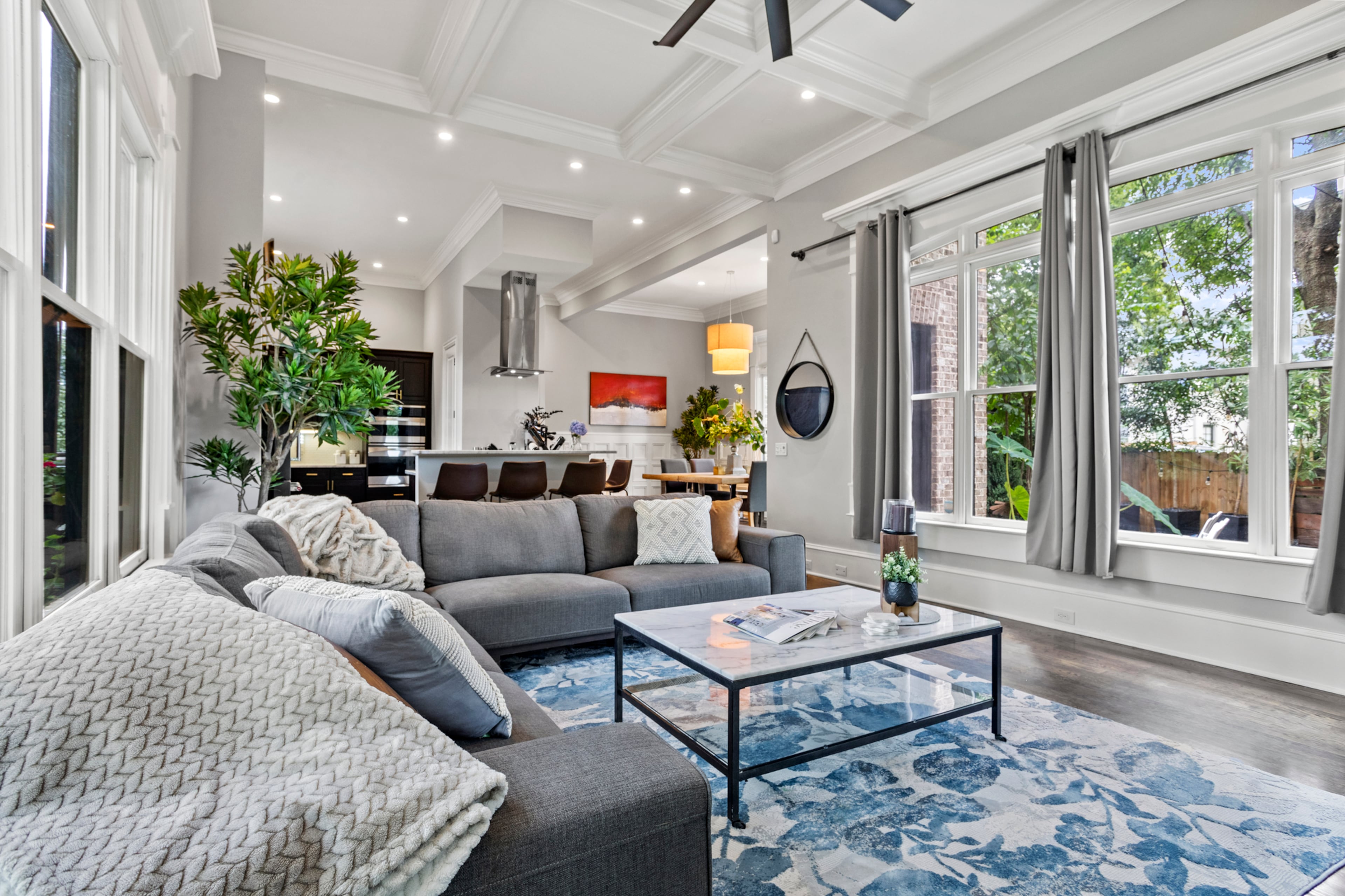 Beautiful open floorplan with 12-foot ceilings throughout. Text by Justin Longenbach