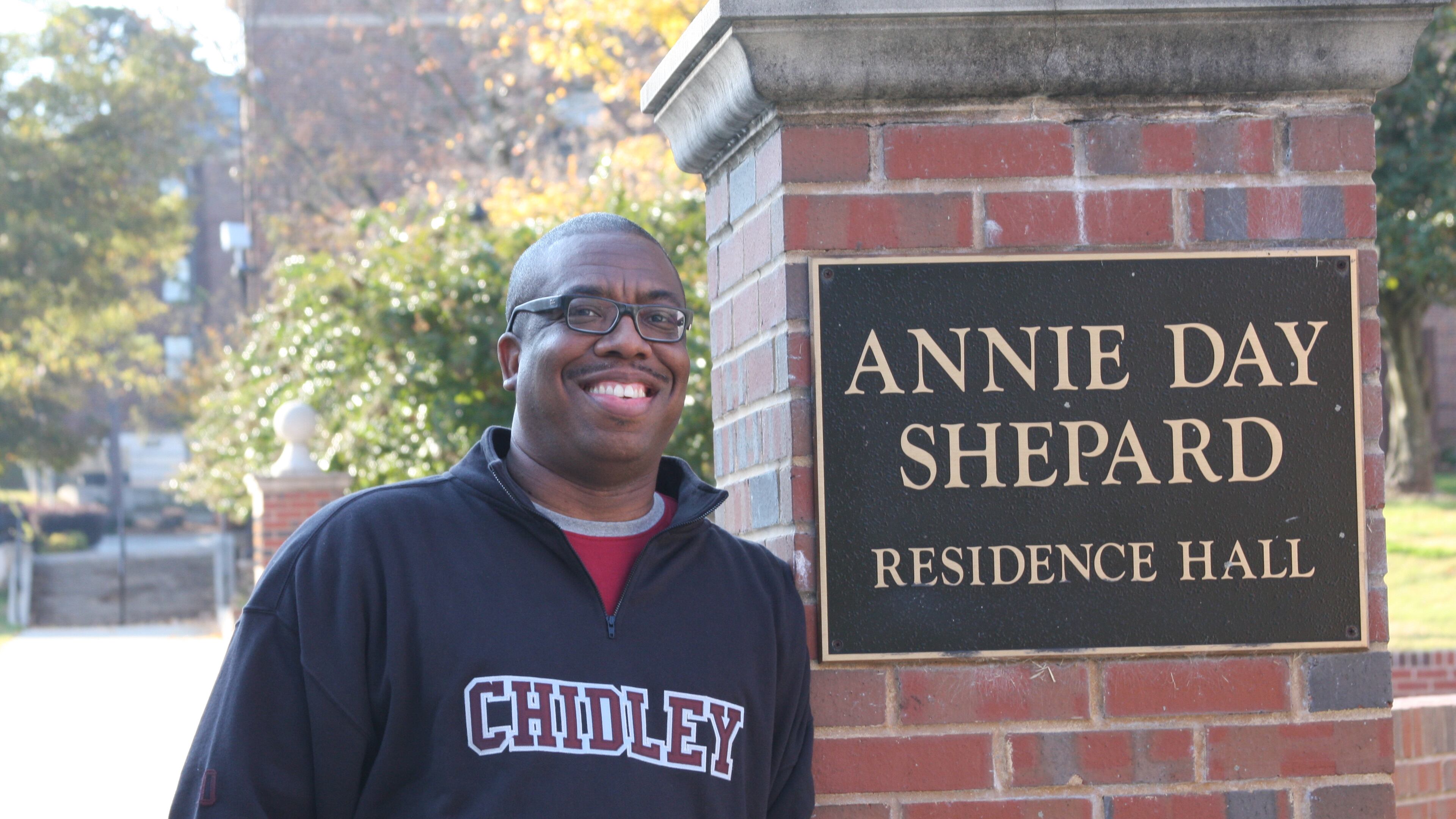 Veteran Atlanta Journal-Constitution reporter Ernie Suggs cut his teeth in journalism and in life on the campus of North Carolina Central University. He proudly wears a Chidley Hall sweater, marking his campus home away from home for four years. "North Carolina Central University made me," he said.