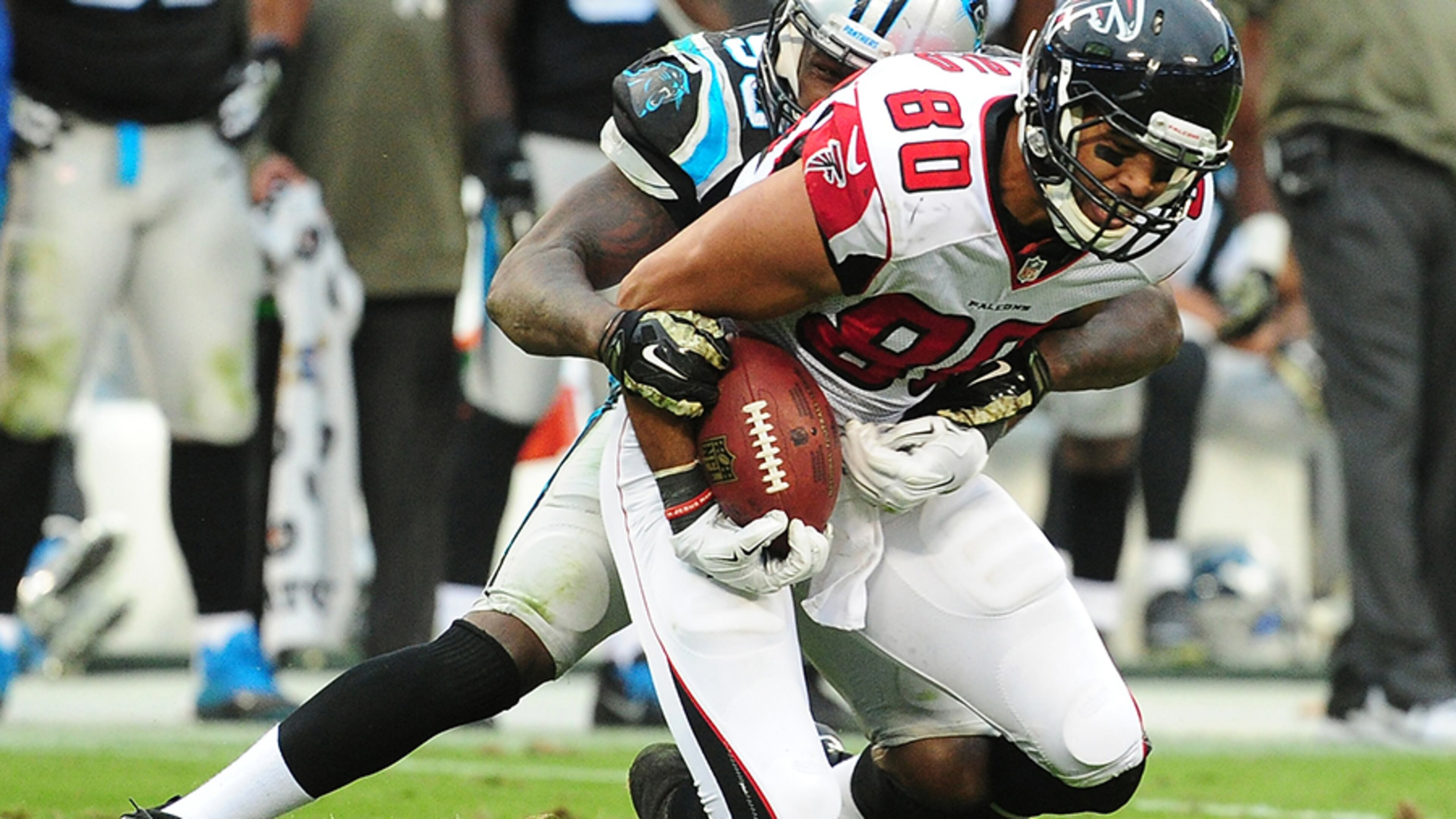 Falcons tight end Levine Toilolo has been targeted on 31 passes, caught 17 for 172 yards and a touchdown.