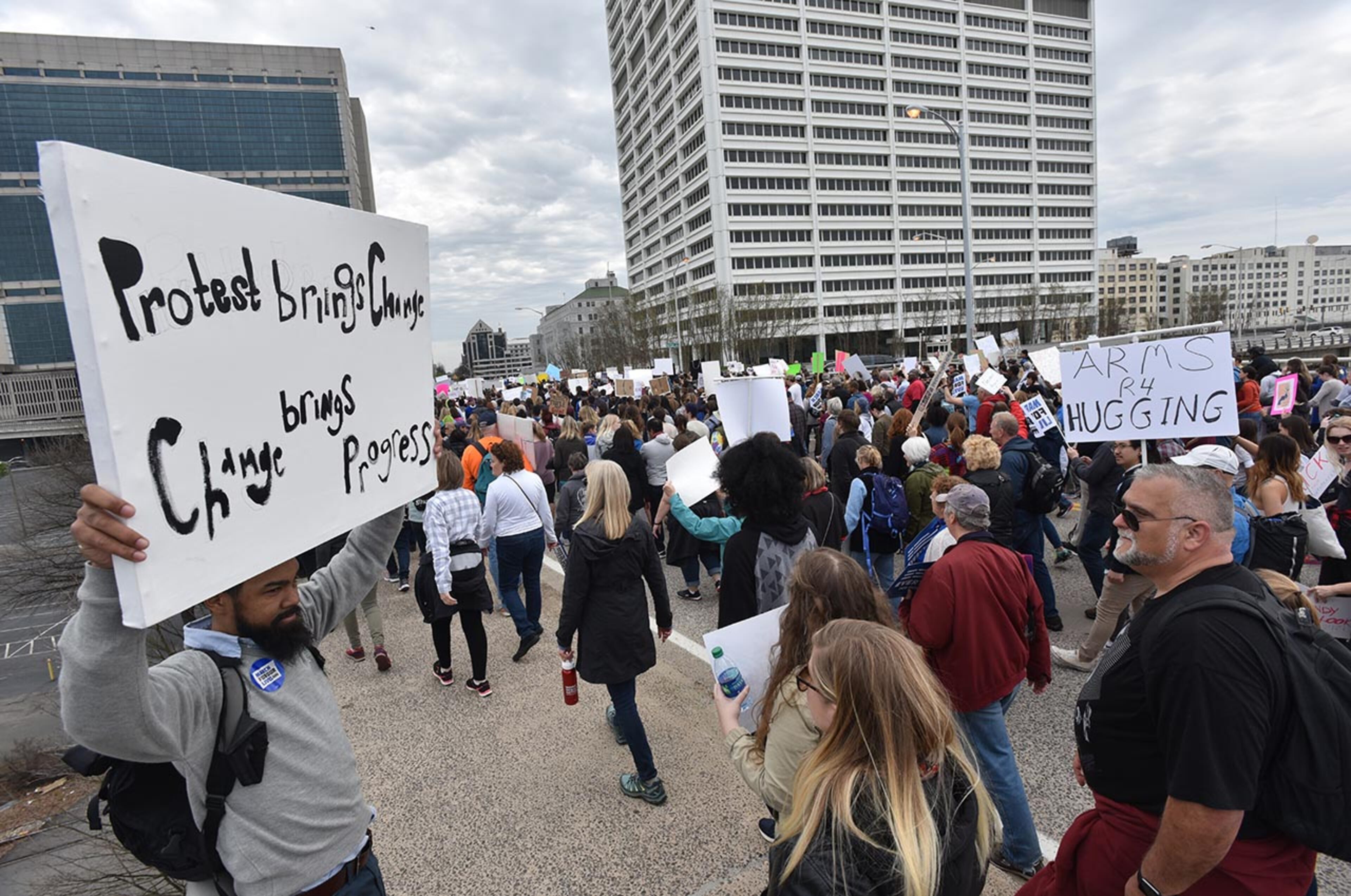 March 24, 2018 Atlanta - Thousands of people march to Liberty Plaza during the March For Our Lives rally in downtown Atlanta on Saturday, March 24, 2018. Atlanta police estimated the crowd at near 30,000 for today's March for Our Lives. People of all ages were drawn to one of the nationwide demonstrations in a movement begun by student survivors of last month's mass killing in a Parkland, Fla., school. Some of those Florida students were among the speakers in Atlanta. HYOSUB SHIN / HSHIN@AJC.COM