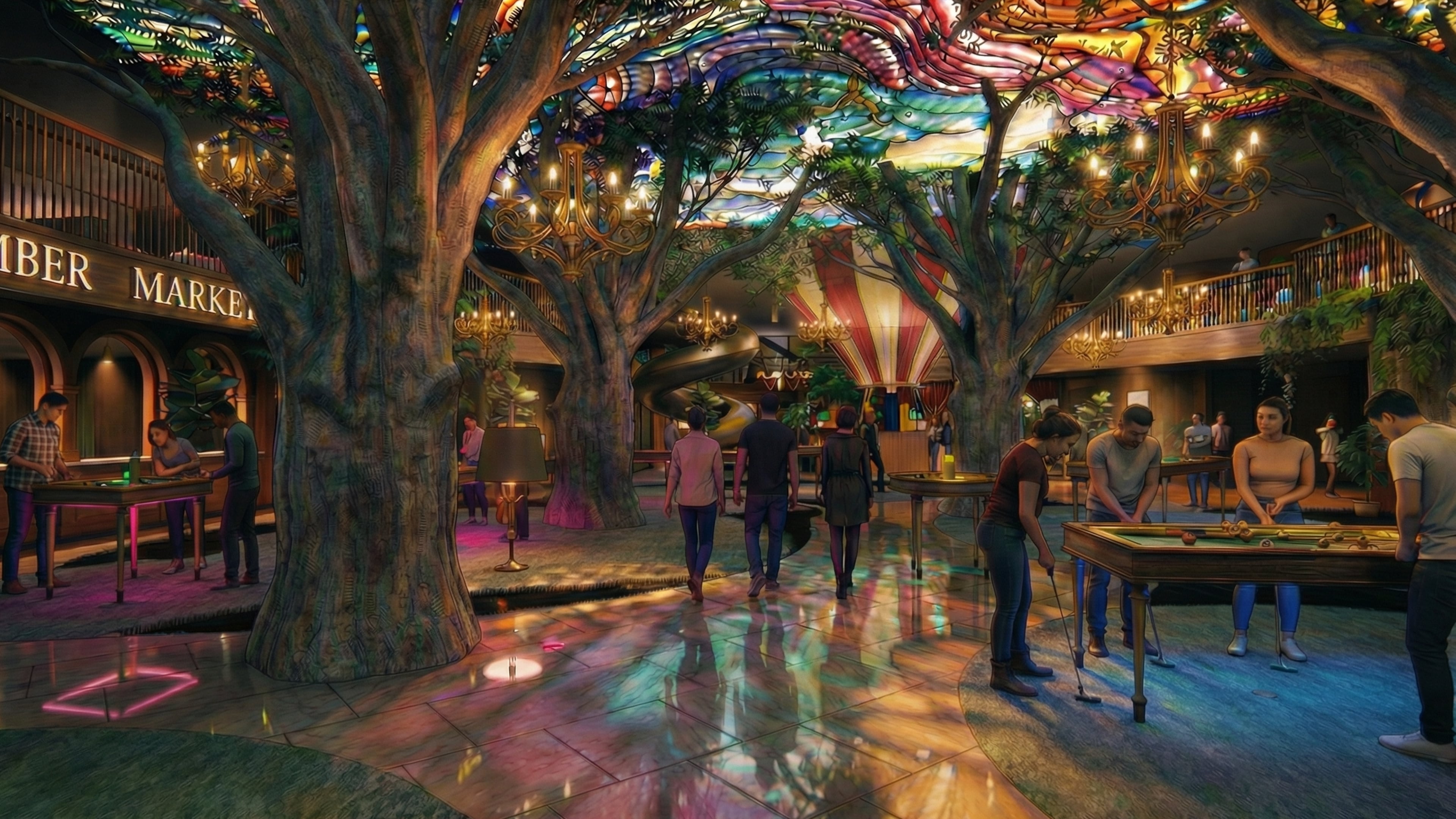 This rendering shows the Looking Glass, a dining and entertainment venue opening at The Center in downtown Atlanta. (Courtesy of the Looking Glass)