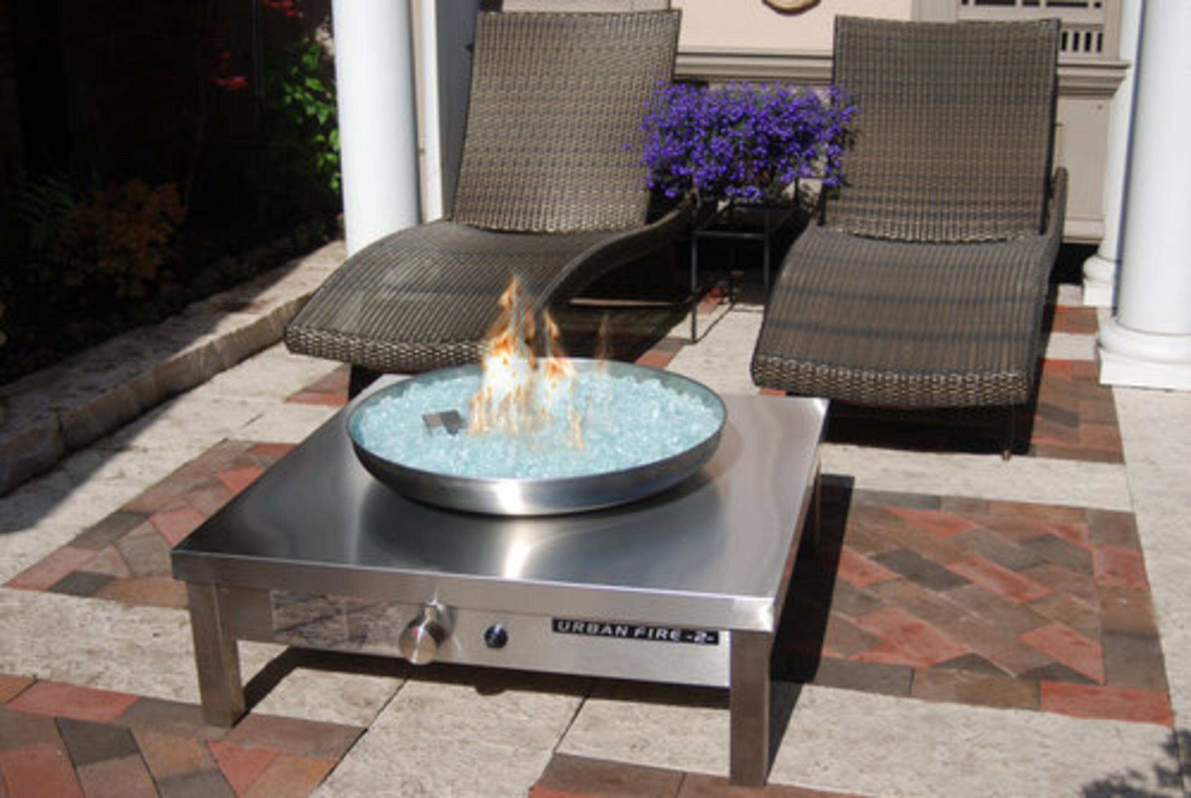 Canadian-based Urban Fire makes stainless steel outdoor fire pits for residential and commercial use. The sleek fire pit, 36 inches wide by 16.5 inches high, provides a dramatic focal point to your deck or patio. It is $1,599 at AuthenTeak in Atlanta.