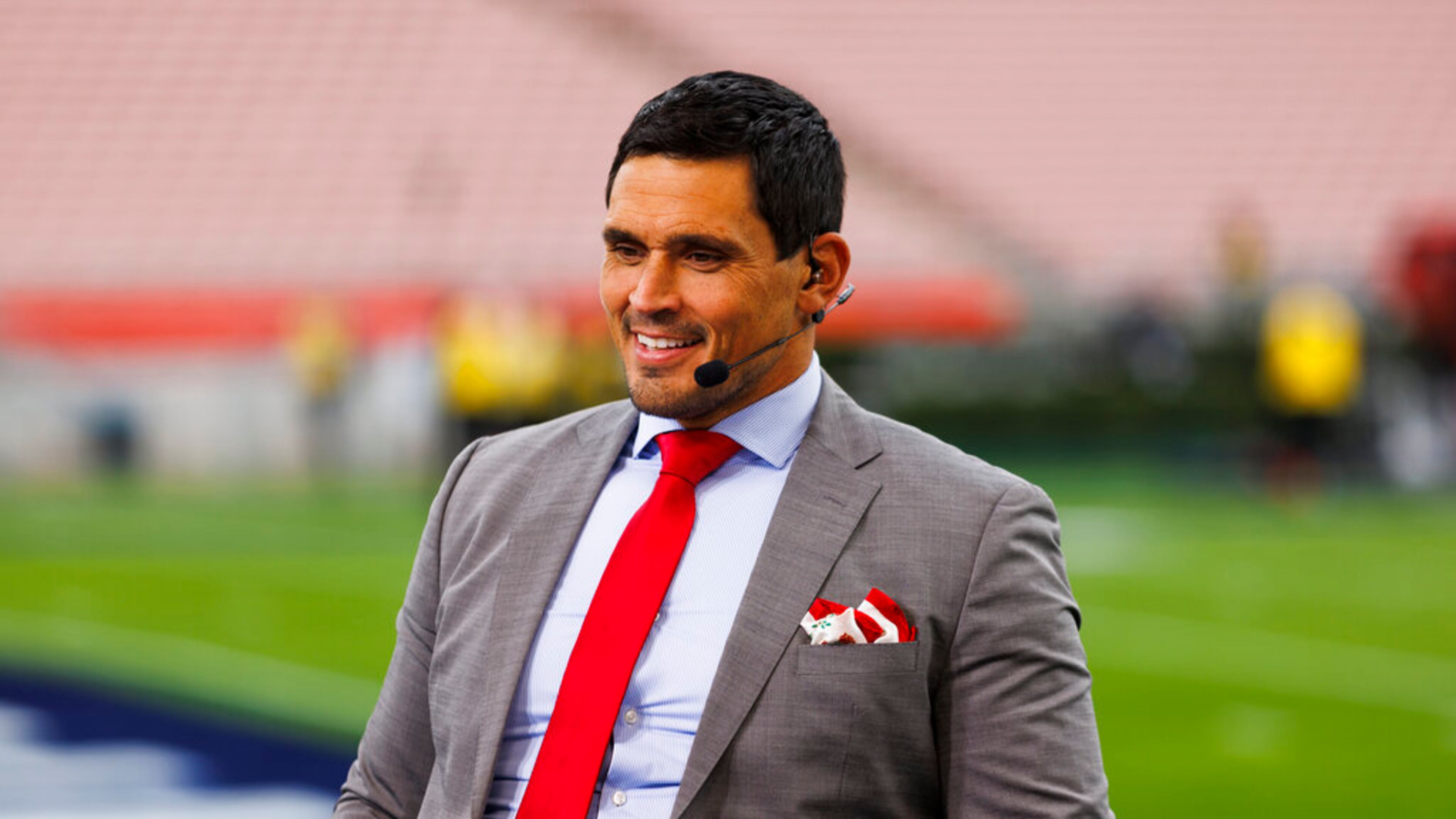 ESPN College GameDay host David Pollack during the Rose Bowl Game between the Penn State Nittany Lions and the Utah Utes on January 2, 2023 at the Rose Bowl Stadium in Pasadena, CA. (Photo by Ric Tapia/Icon Sportswire) (Icon Sportswire via AP Images)