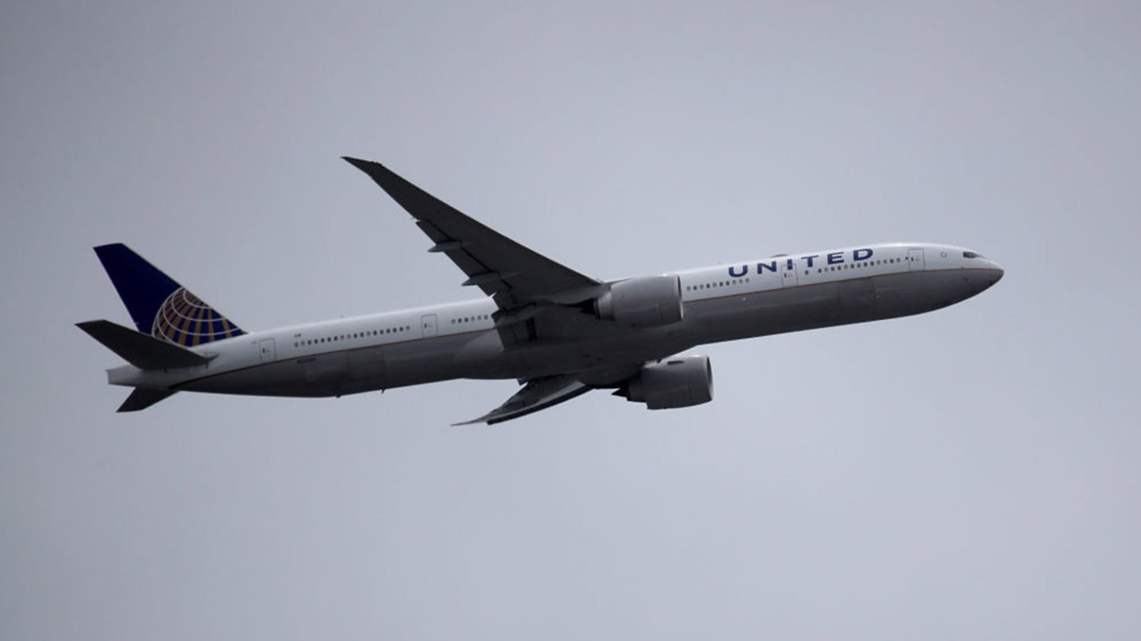 A United Airlines plane takes off . One that landed Saturday afternoon at Newark Liberty skidded off the runway. No one was injured.