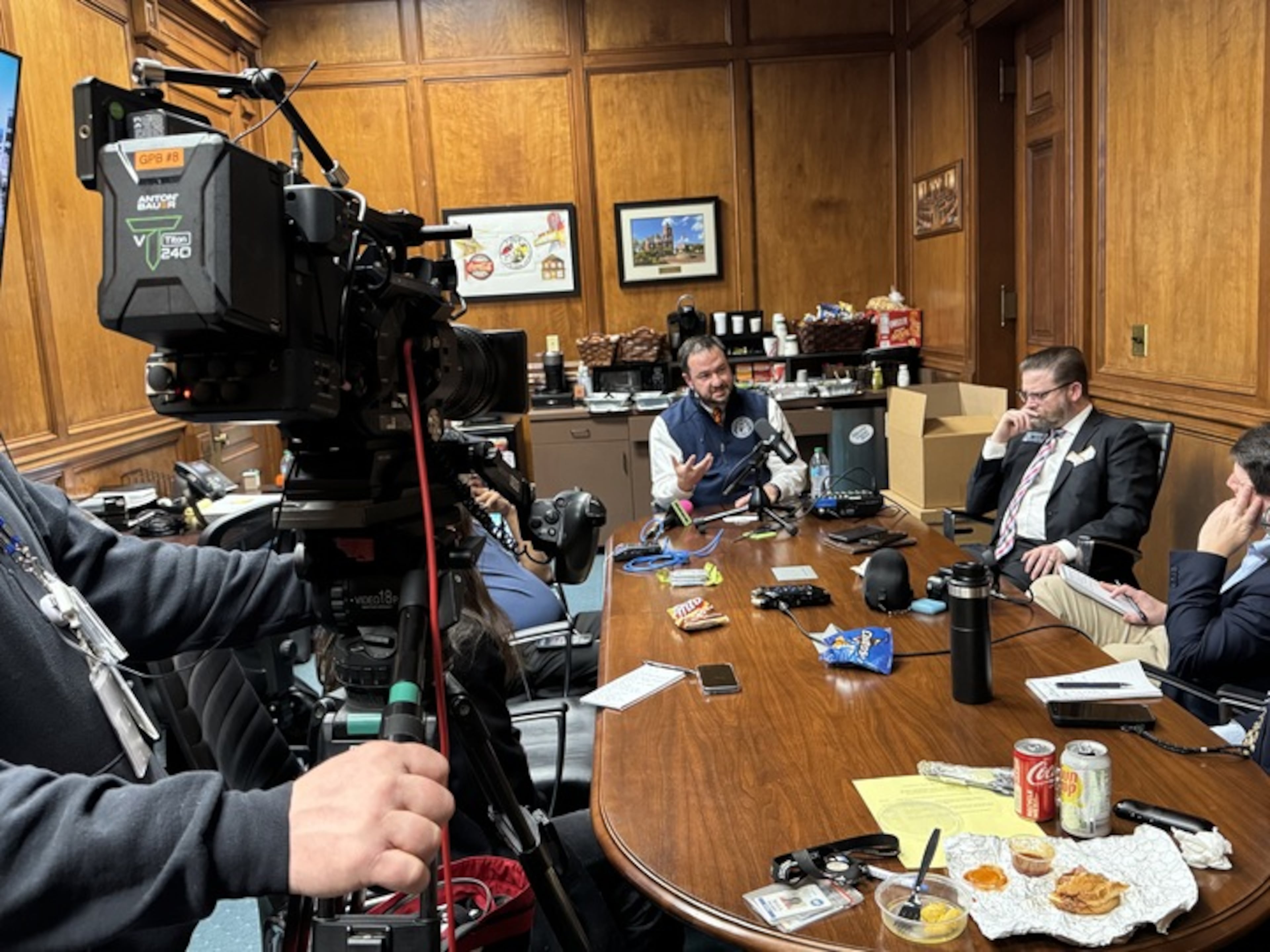 Georgia Senate Majority Leader Jason Anavitarte, R-Dallas, spoke with reporters in a conference room at the Capitol in Atlanta on Thursday. (Adam Beam/AJC)