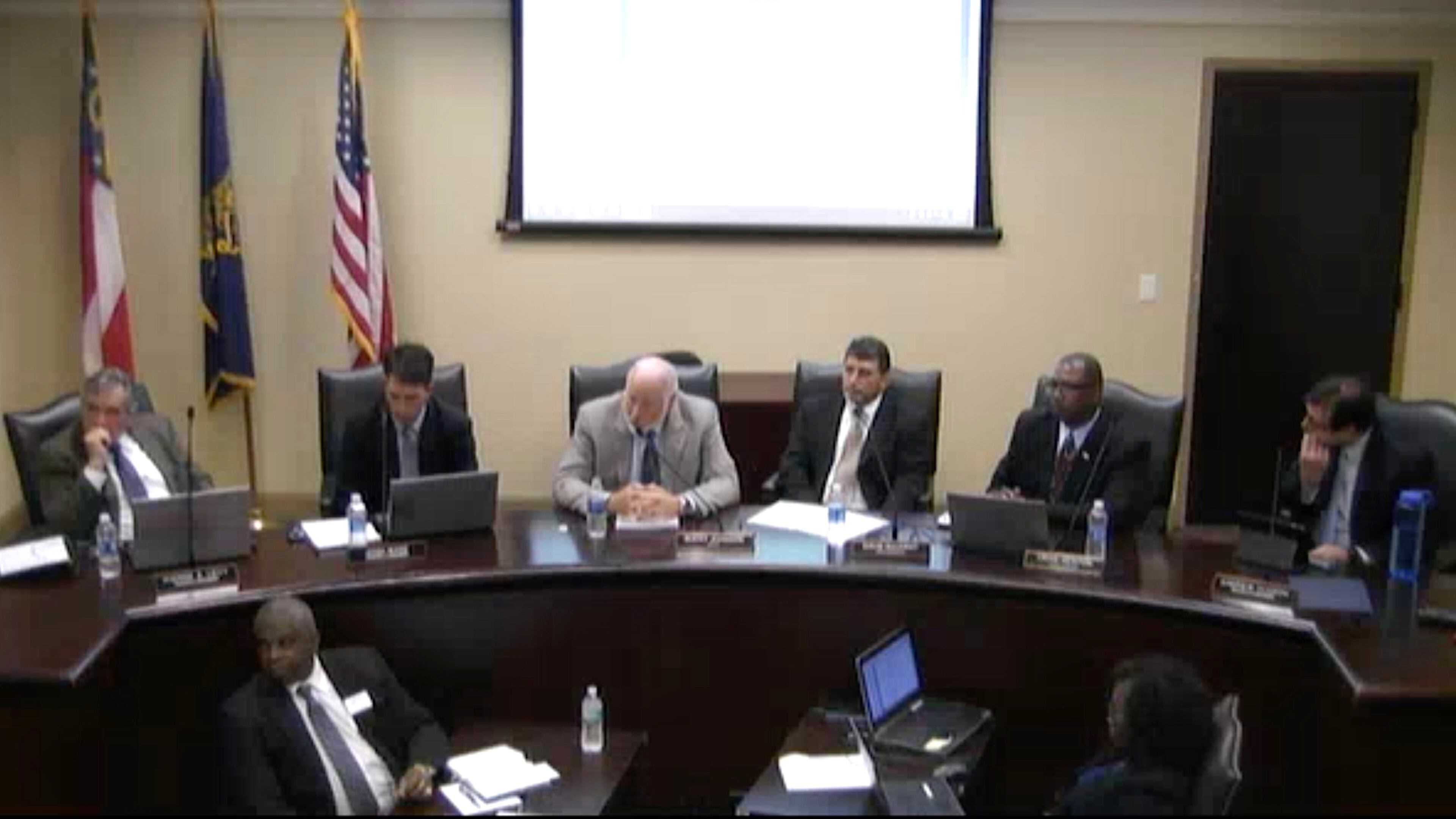 Norcross City Council members listen as residents express concern about a recently approved hotel ordinance. Courtesy City of Norcross