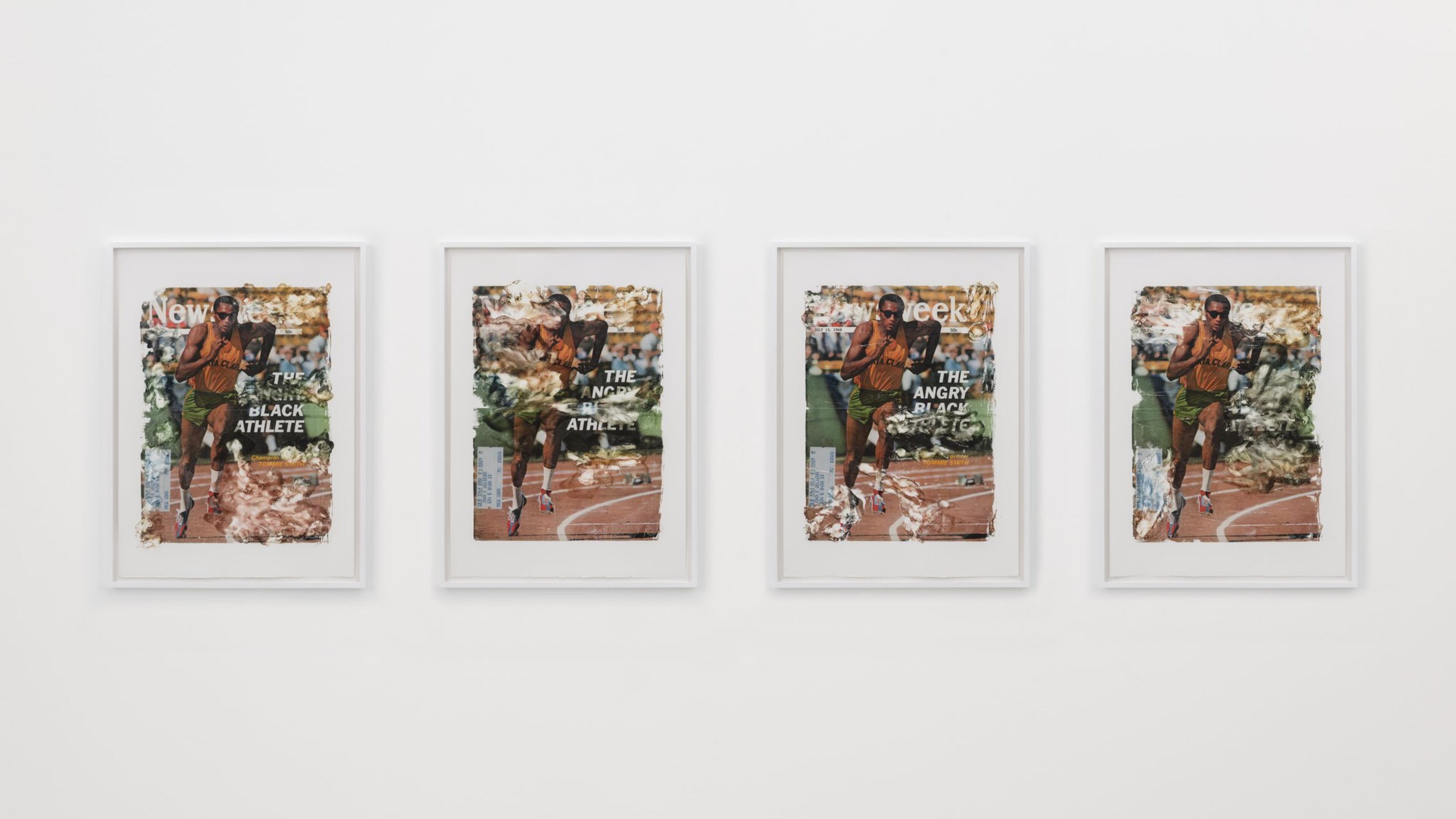 Artist Glenn Kaino’s “Studies for 19.83, 2013” examines sprinter Tommie Smith’s treatment in the media after his gesture of protest at the 1968 Summer Olympic Games. CONTRIBUTED BY THE ARTIST AND KAVI GUPTA GALLERY, CHICAGO