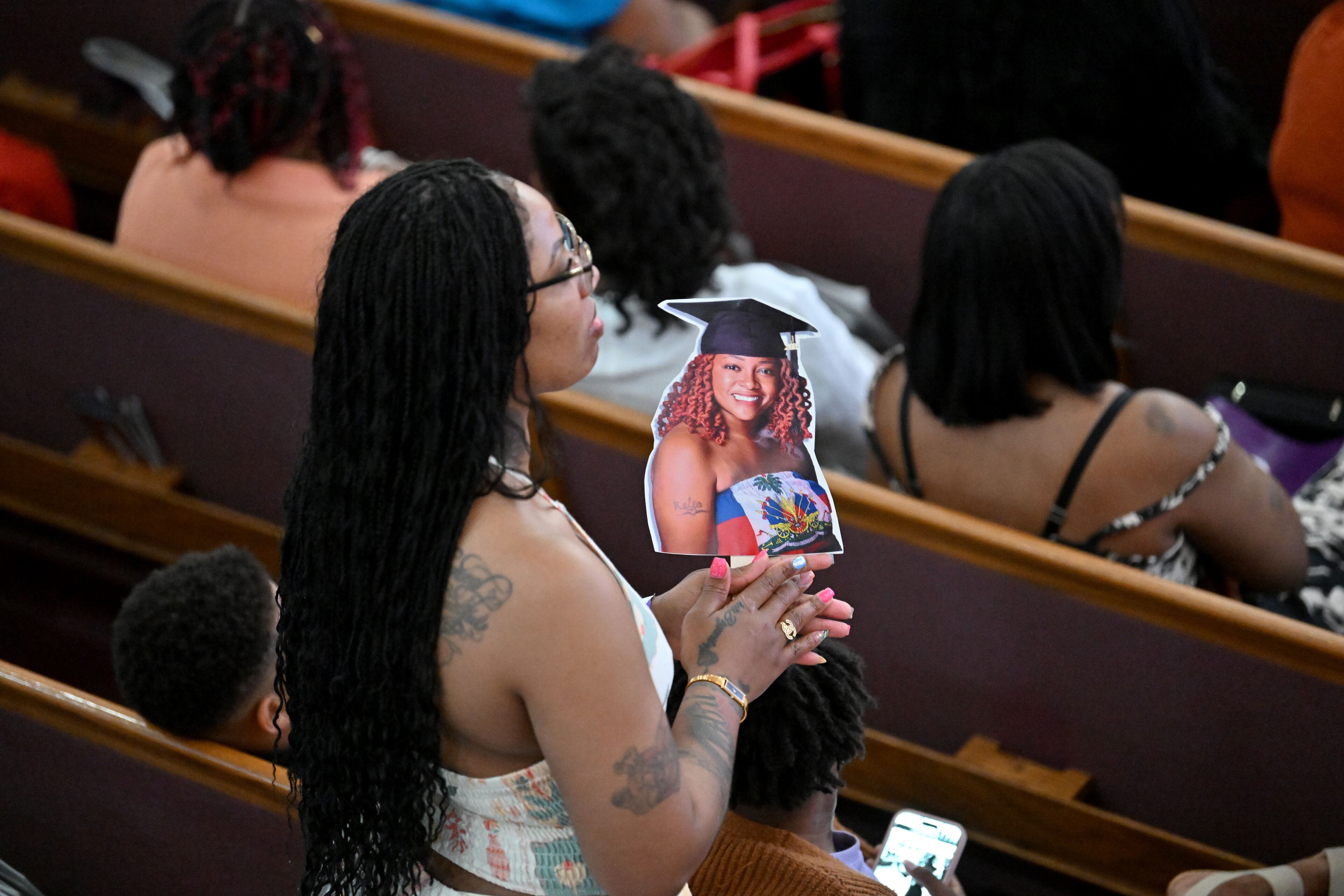 Friends and family members of graduates attend during 2025 Morris Brown College commencement exercises at Saint Philip A.M.E. Church, Saturday, May 17, 2025, in Atlanta. (Hyosub Shin / AJC)