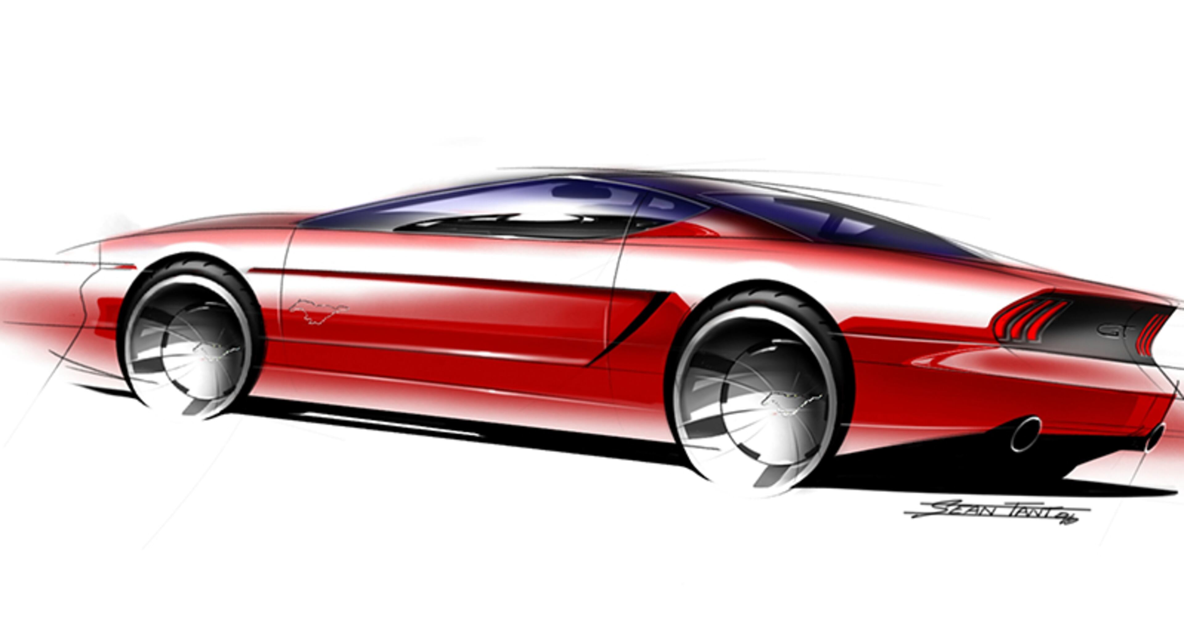 The classic Mustang cues including side scoops, tri-bar taillamps and forward leaning grille in a very modern interpretation.