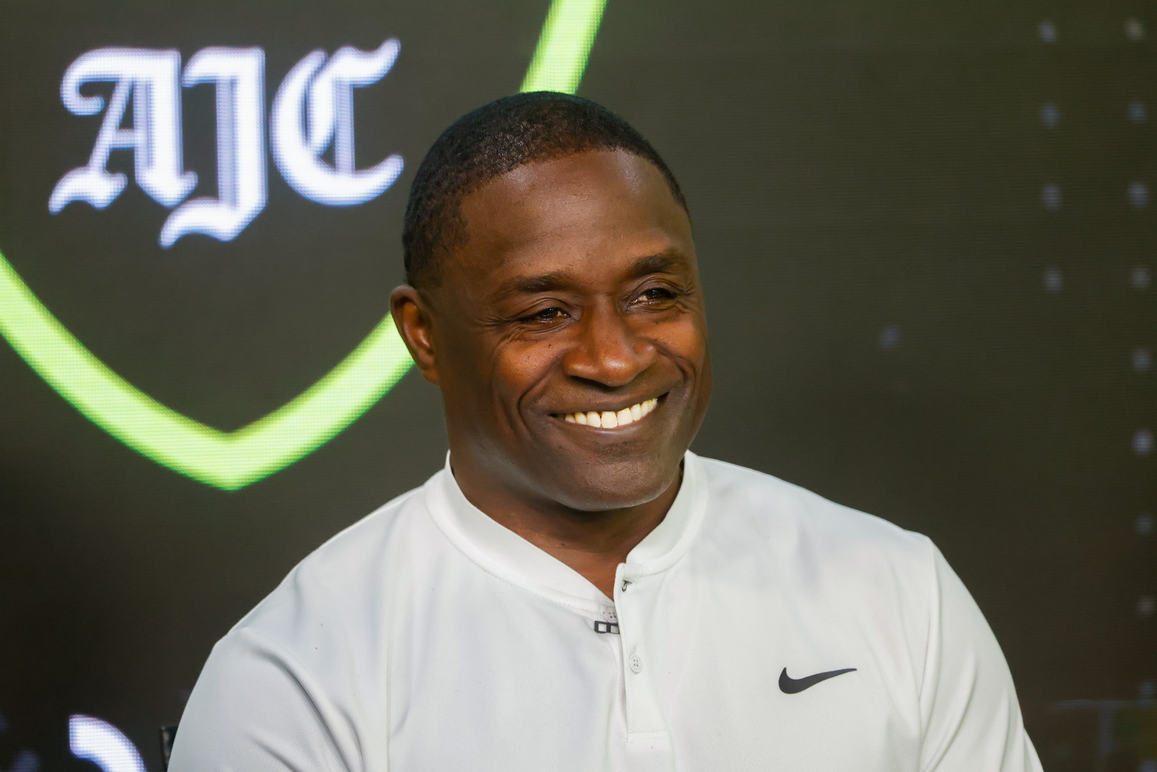 Former Super 11 honoree Garrison Hearst appears during the taping of the Super 11 reveal show at Score ATL in Roswell on Aug. 3, 2026. (Arvin Temkar/AJC)