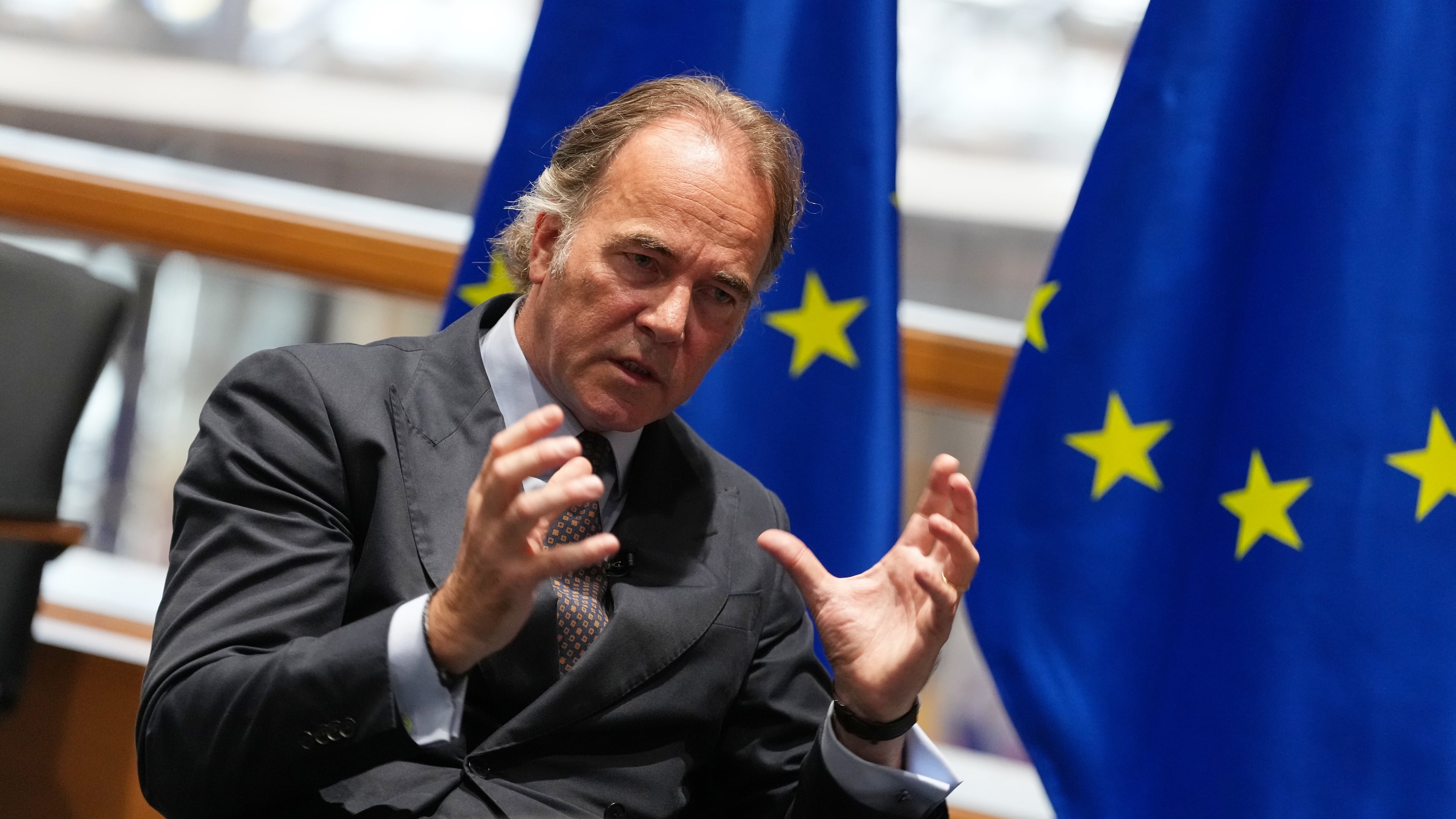 European Union Counter-Terrorism Coordinator Bartjan Wegter speaks during an interview with The Associated Press in Brussels, Thursday, Sept. 3, 2026. (AP Photo/Virginia Mayo)