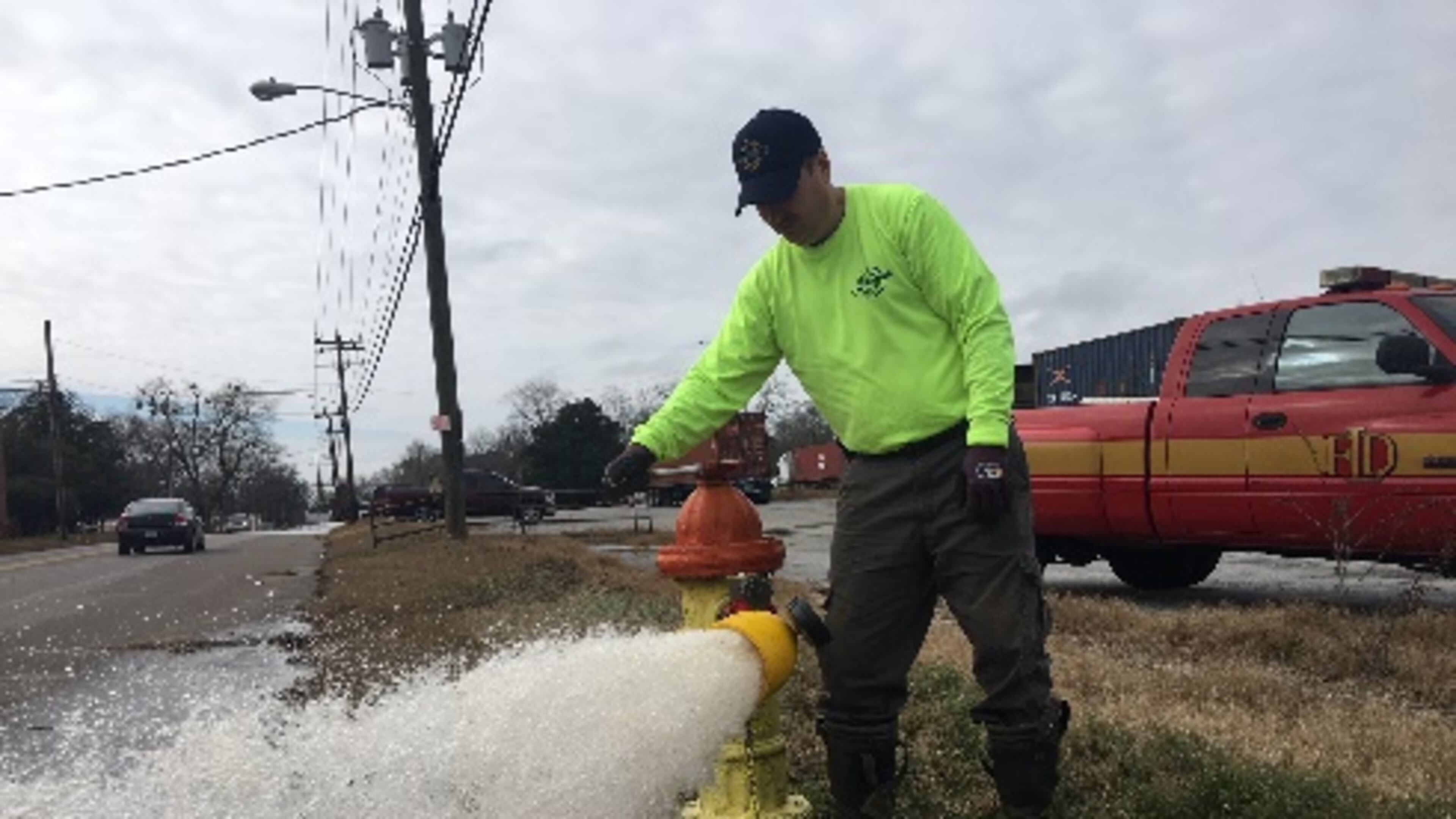 LFD Lt. Dusty Helton flushes a fire hydrant on Greenville Street in LaGrange. CONTRIBUTED