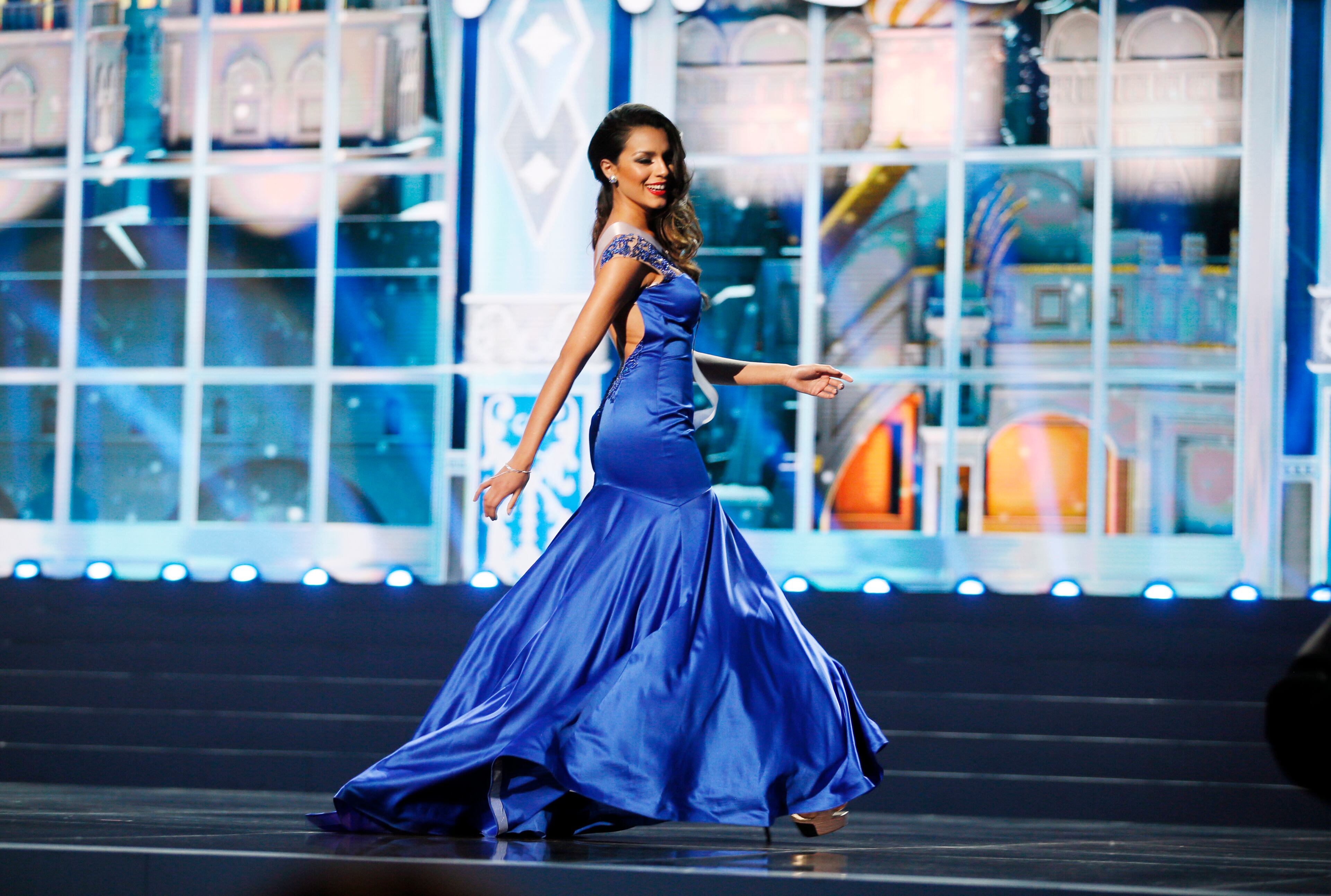 Miss Argentina Brenda Gonzalez presents herself during the preliminary competition of the 2013 Miss Universe pageant in Moscow, Russia, on Tuesday, Nov. 5, 2013. Beauties will compete for the title of Miss Universe in Moscow on Nov. 9.