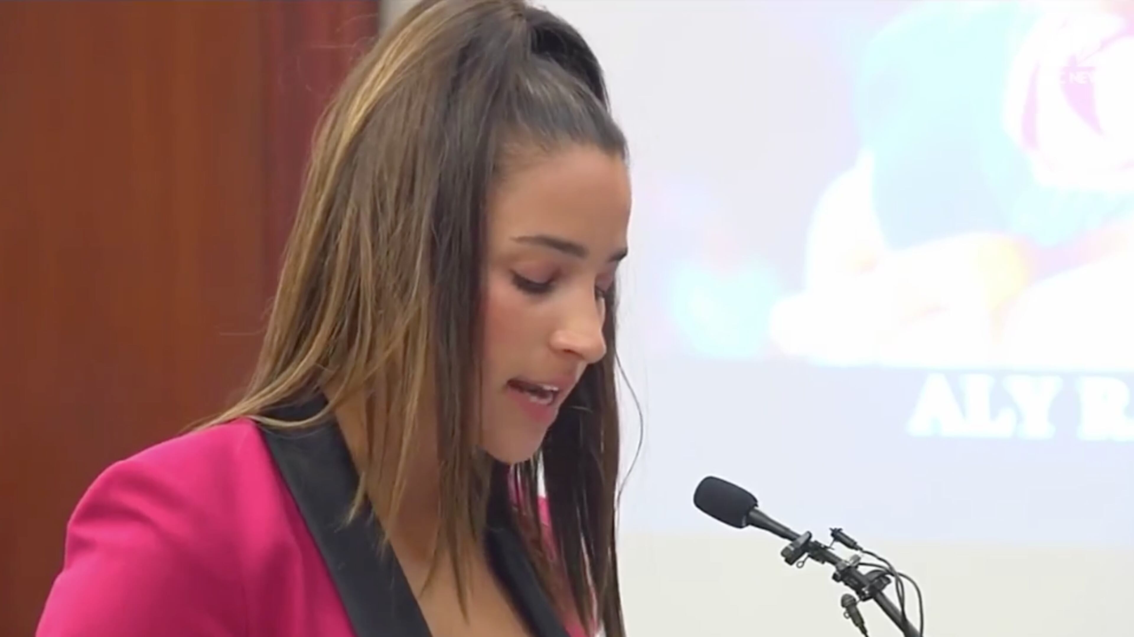 Former Olympic gymnast Aly Raisman spoke out against former USA Gymnastics doctor Larry Nassar at his sentencing on Friday, Jan. 19, 2018.