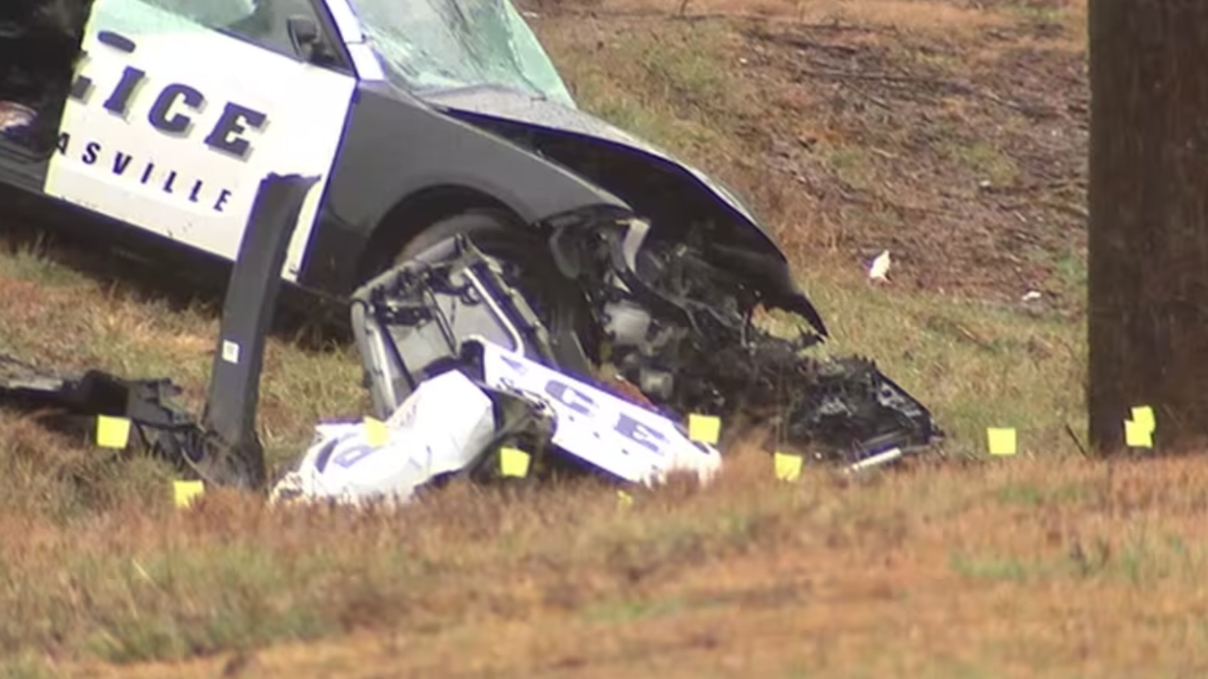 A police officer is in critical condition after crashing into a power pole Monday in Carroll County, officials said.