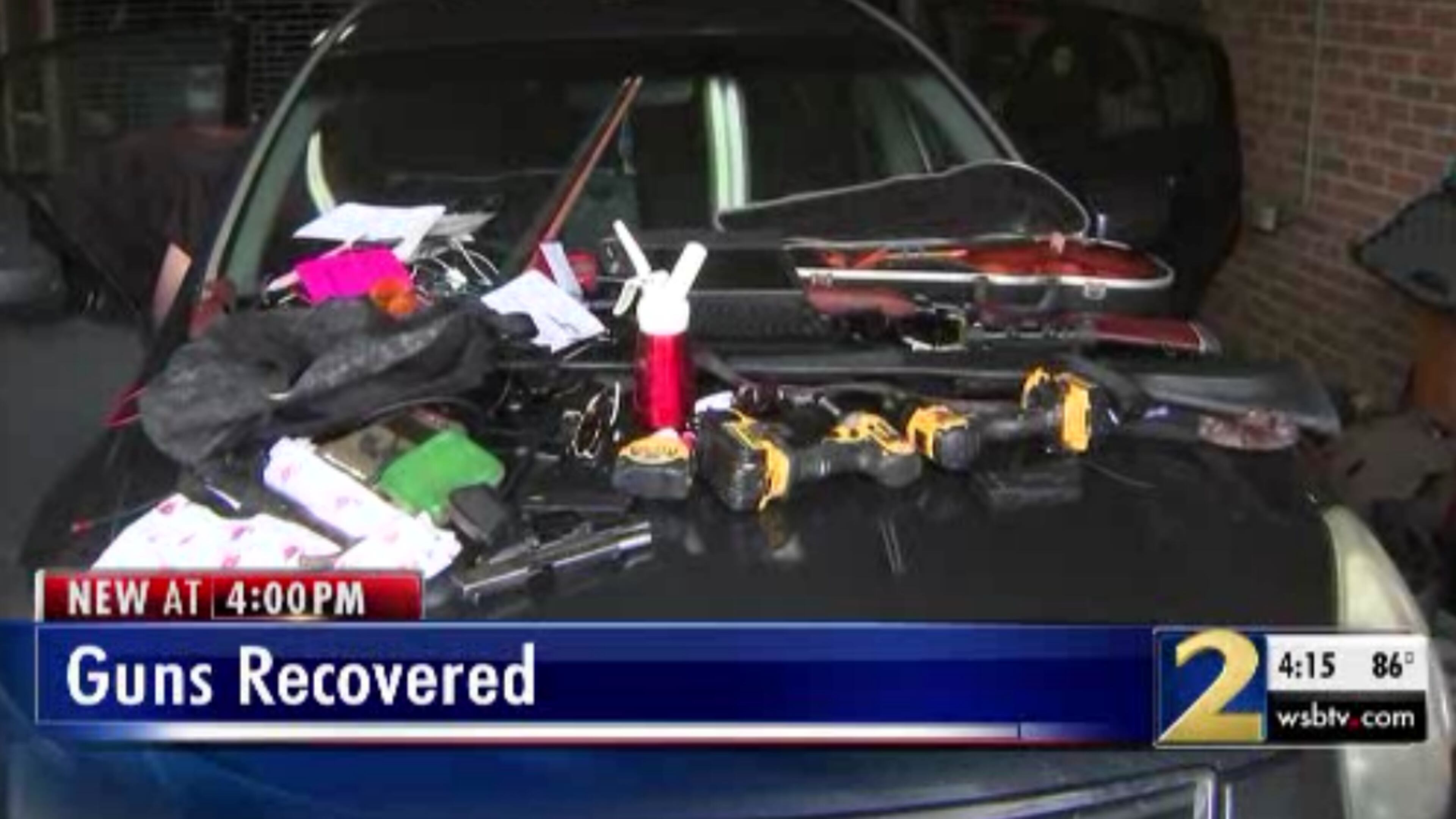 Dozens of items were found in a felon's car during a search by Austell police.