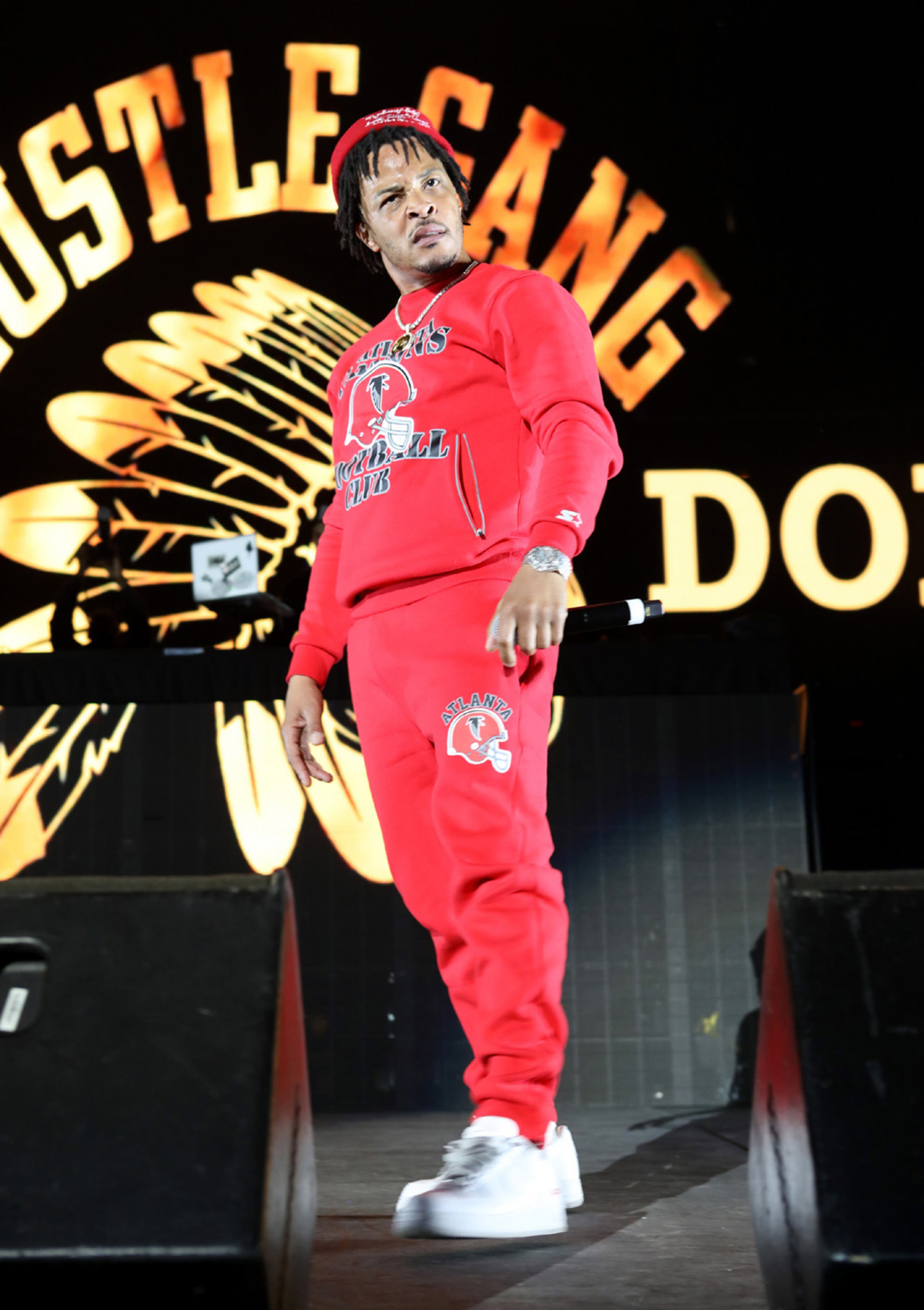 The Legendz of the Streetz Tour rocked sold-out State Farm Arena in Atlanta on Friday, April 1, 2022. The show featured hip-hop stars T.I. (above), Rick Ross, Jeezy, Trina, DJ Drama, Dav3D and D'Myke. (Photo: Robb Cohen for The Atlanta Journal-Constitution)