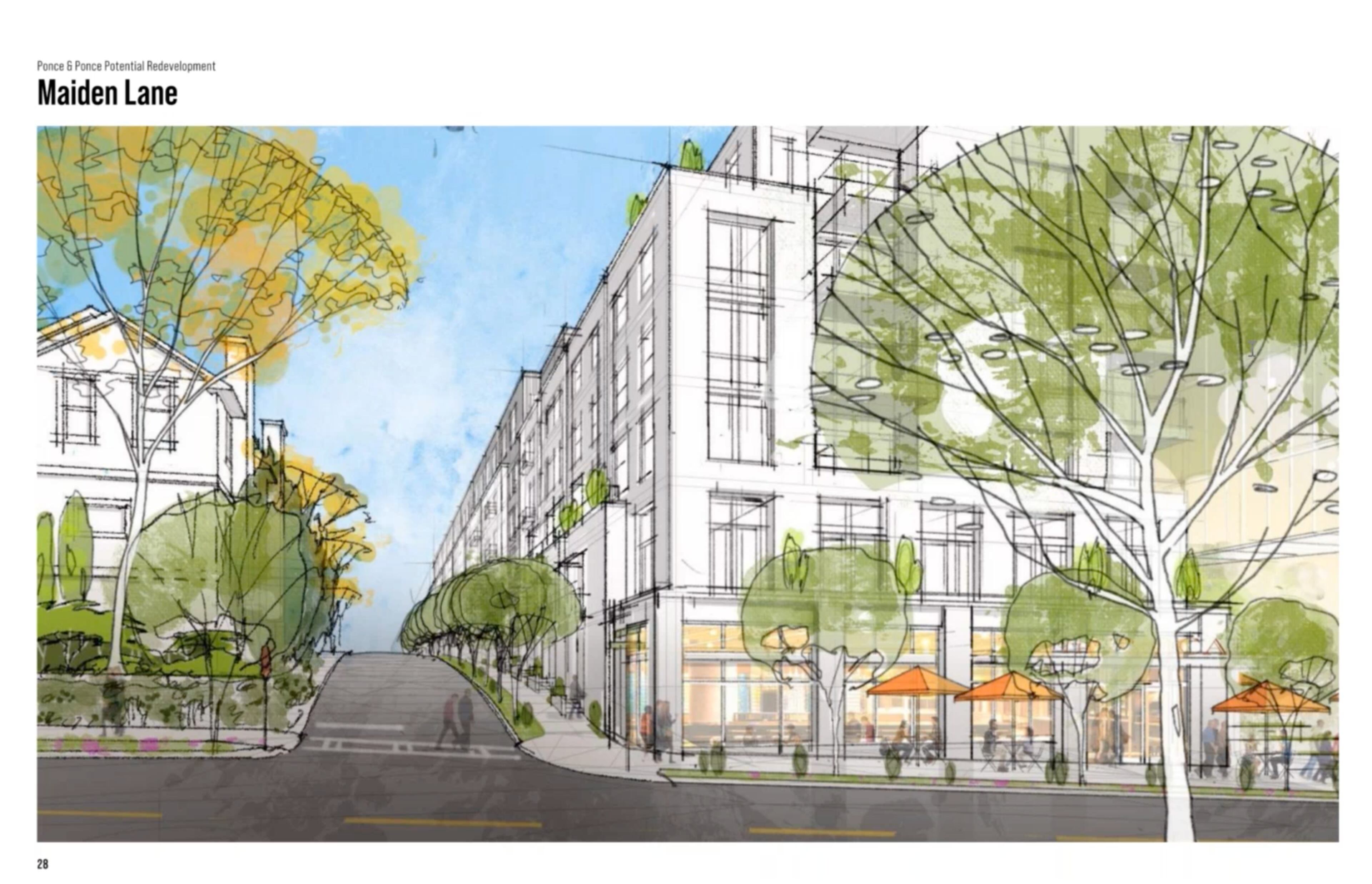 This is a drawing of what Maiden Lane, a street bordering the Ponce & Ponce project, could look like when development is finished.