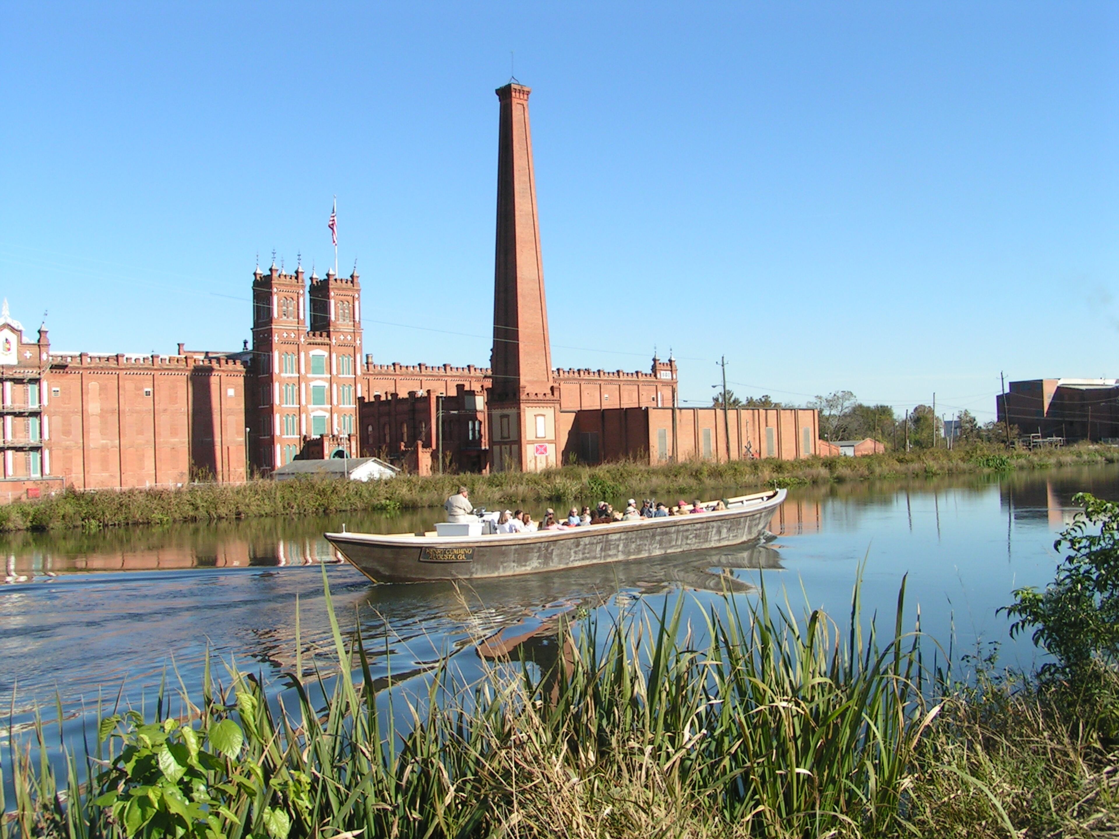 The Augusta Canal remains one of the only intact, functioning 19th-century American industrial power canal systems. During its primary operating years, it utilized the Savannah River to power mills, factories and, during the Civil War, was crucial in powering the Confederate Powder Works. To reach the Canal Interpretive Center please use the following address: 1450 Greene Street, Augusta, from Interstate 20, Exit 200 Riverwatch Parkway -- Information from NPS.gov