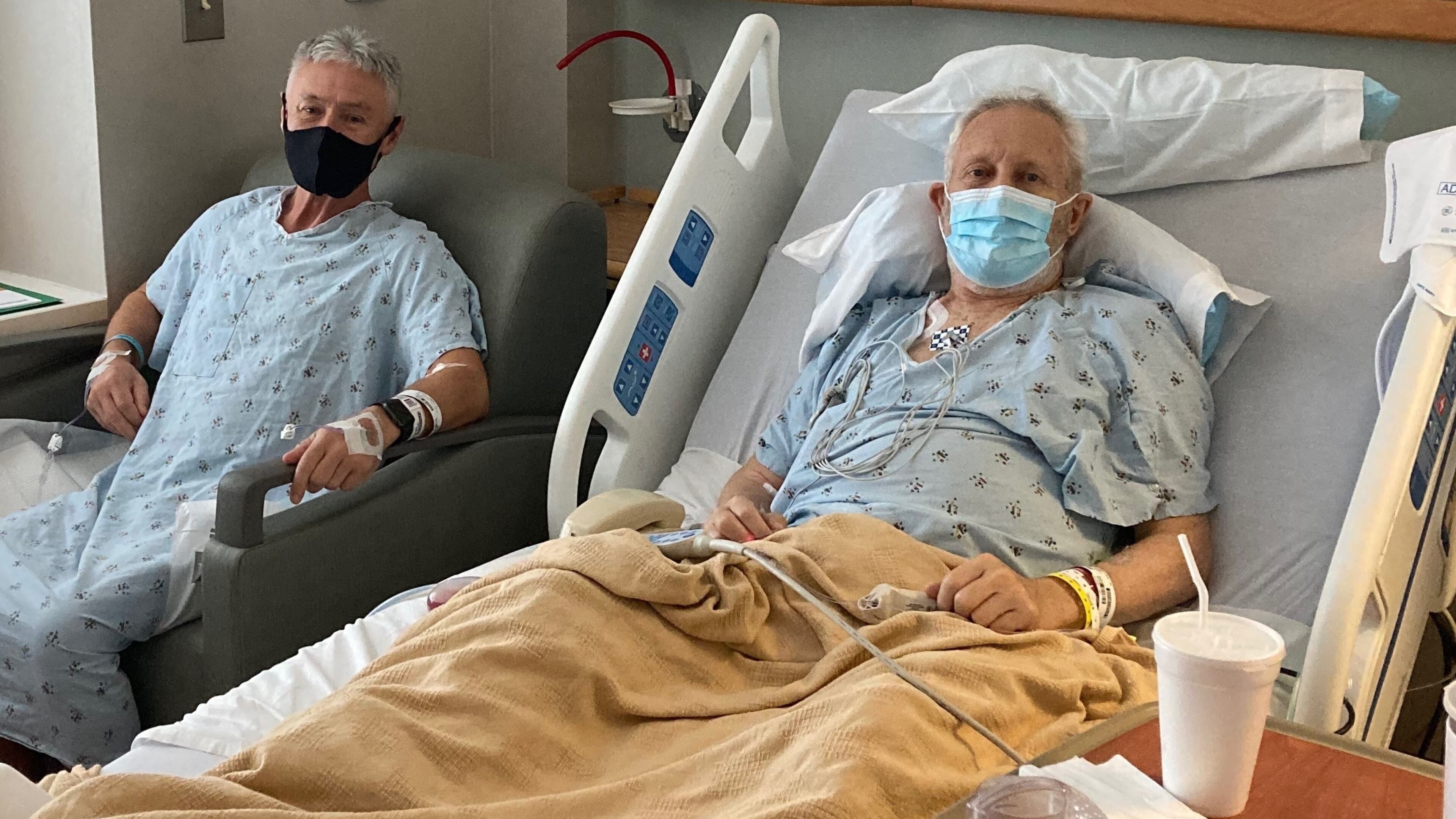 When Jack Abbott (right) needed a kidney after a serious bout with COVID-19, his pastor Jimmy Slick (left) volunteered to donate. The two have fully recovered and will run the Peachtree Road Race together.