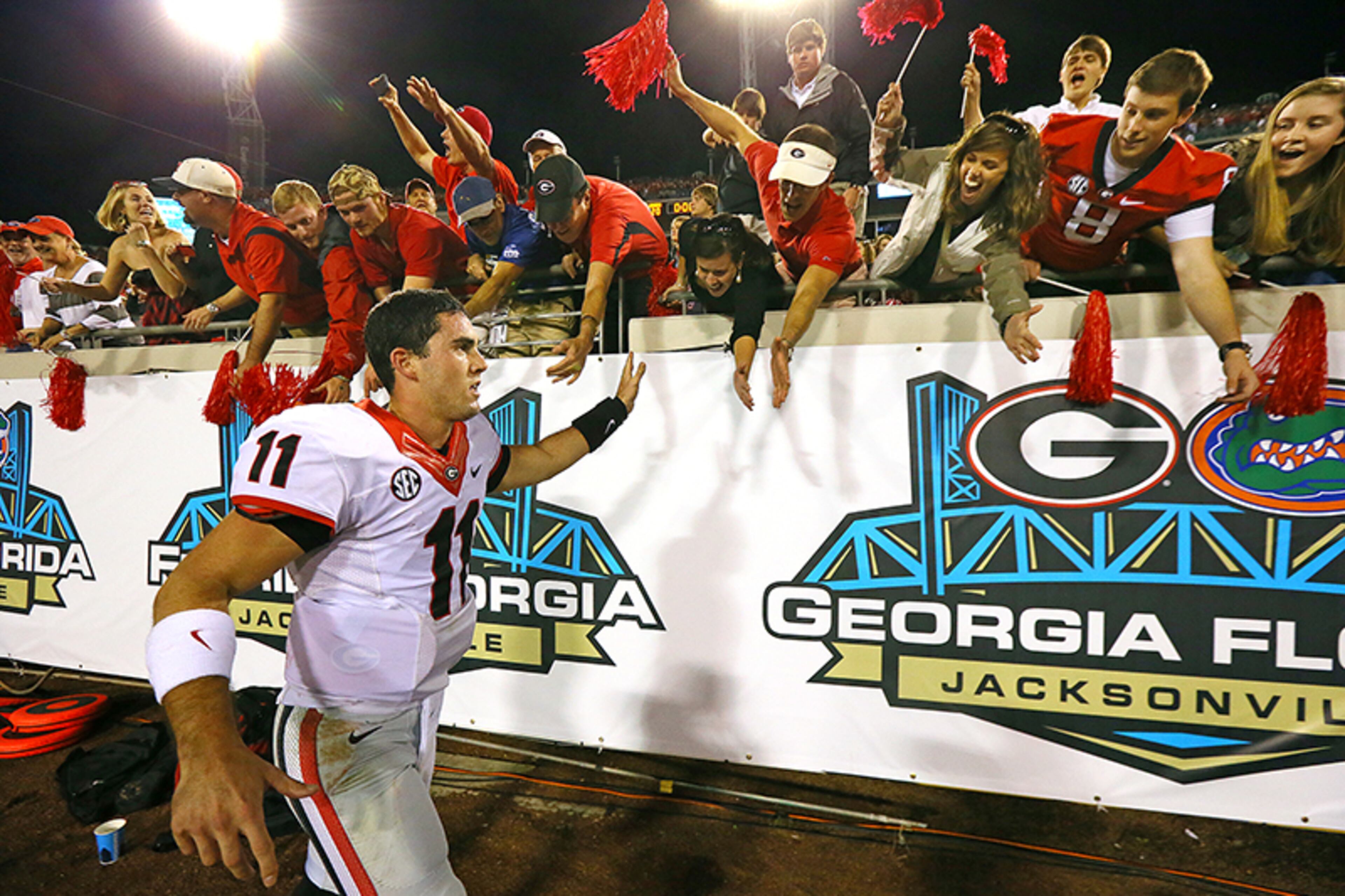 Three in a row over Florida. The Bulldogs nearly blew a 23-3 lead but held on for a 23-20 victory and record their victory in a row over Florida for the first time in 30 years. Gurley returned to action after missing the previous four games with an ankle injury and scored two first-quarter touchdowns, including a 73-yard pass reception. But Gurley got sick and sat out most of the first half before rebounding in the second. A fumble by Arthur Lynch set up the Florida comeback.