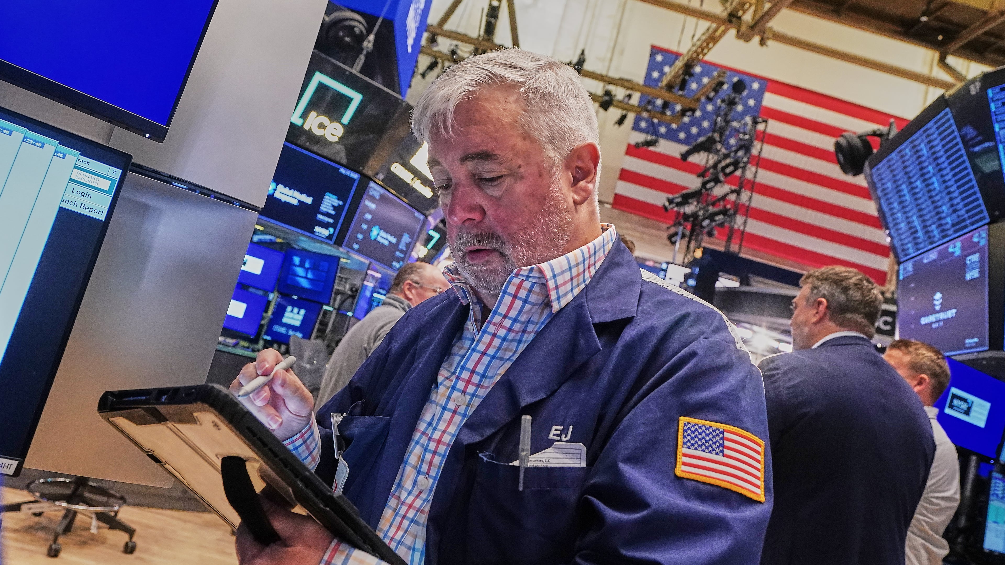 Trader Edward McCarthy works on the floor of the New York Stock Exchange, Wednesday, May 13, 2026. (AP Photo/Richard Drew)
