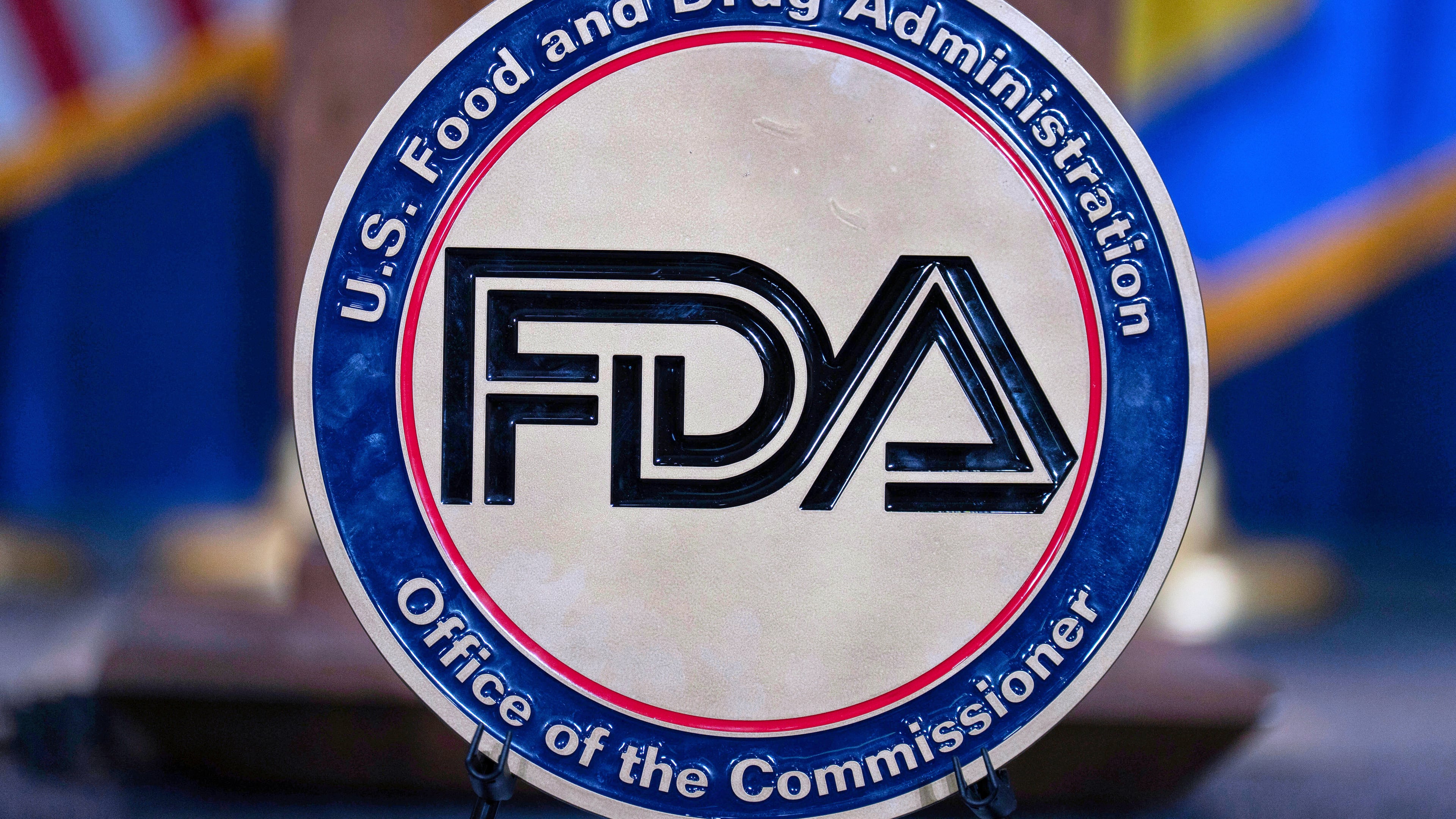 FILE - The Food and Drug Administration seal is seen at the Hubert Humphrey Building Auditorium in Washington, April 22, 2025. (AP Photo/Jose Luis Magana, File)