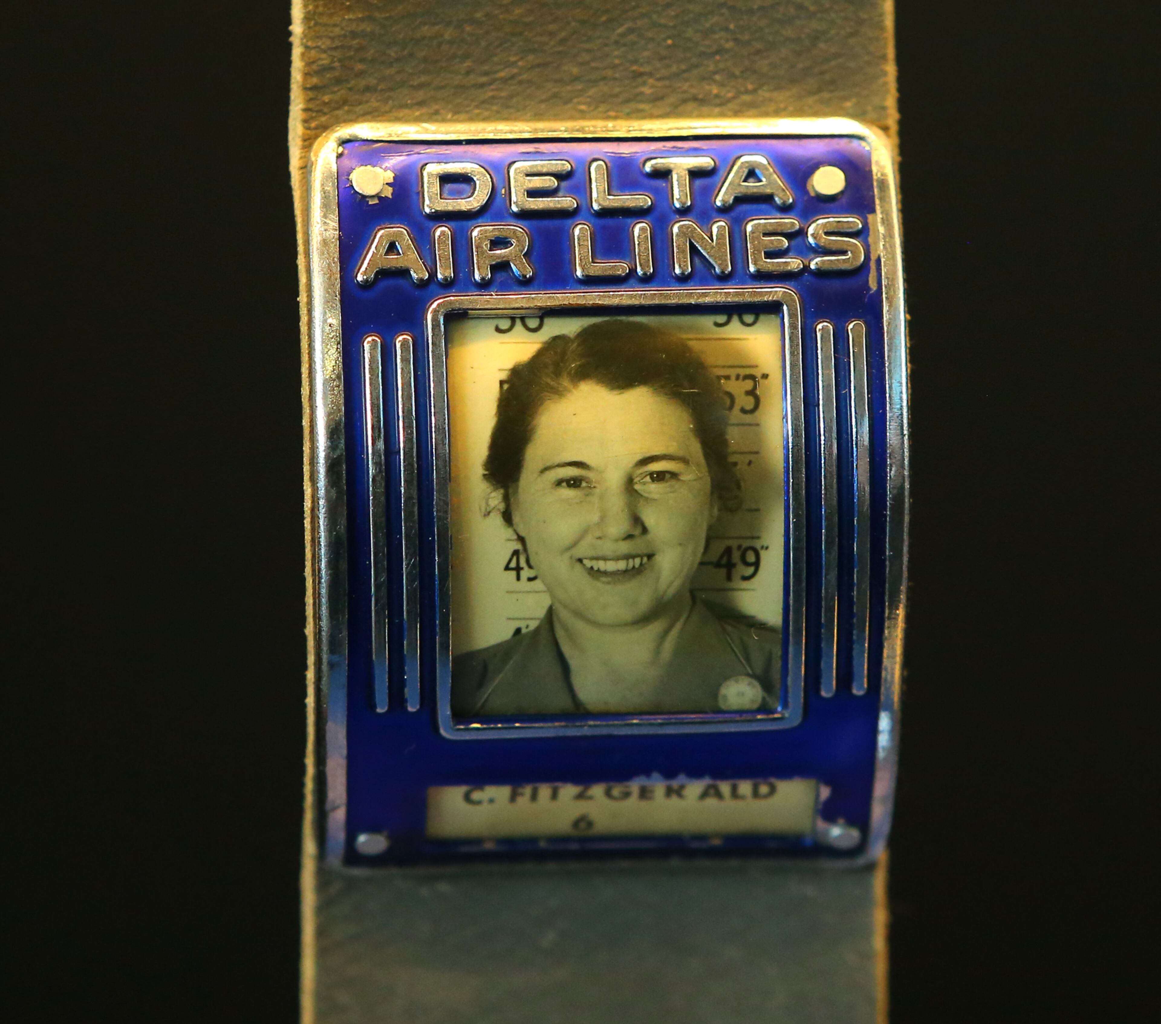 061214 ATLANTA: The original i.d. of Delta employee number six C. Fitzgerald is part of a display at the Delta Flight Museum on Thursday, June 12, 2014, in Atlanta. CURTIS COMPTON / CCOMPTON@AJC.COM
