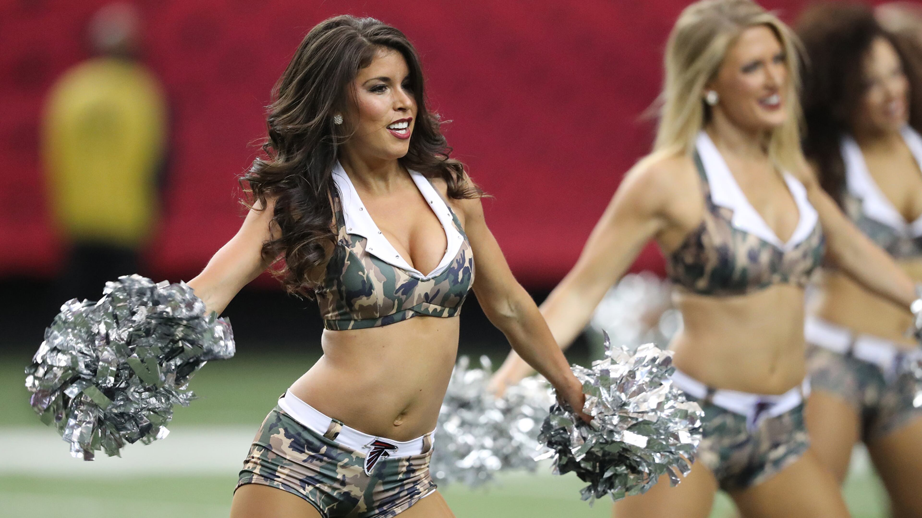 November 27, 2016, Atlanta: The Falcons cheerleaders wear uniforms to show support for the military while they perform in an NFL football game against the Cardinals on Sunday, Nov. 27, 2016, in Atlanta. Curtis Compton/ccompton@ajc.com
November 27, 2016, Atlanta: in an NFL football game on Sunday, Nov. 27, 2016, in Atlanta. Curtis Compton/ccompton@ajc.com