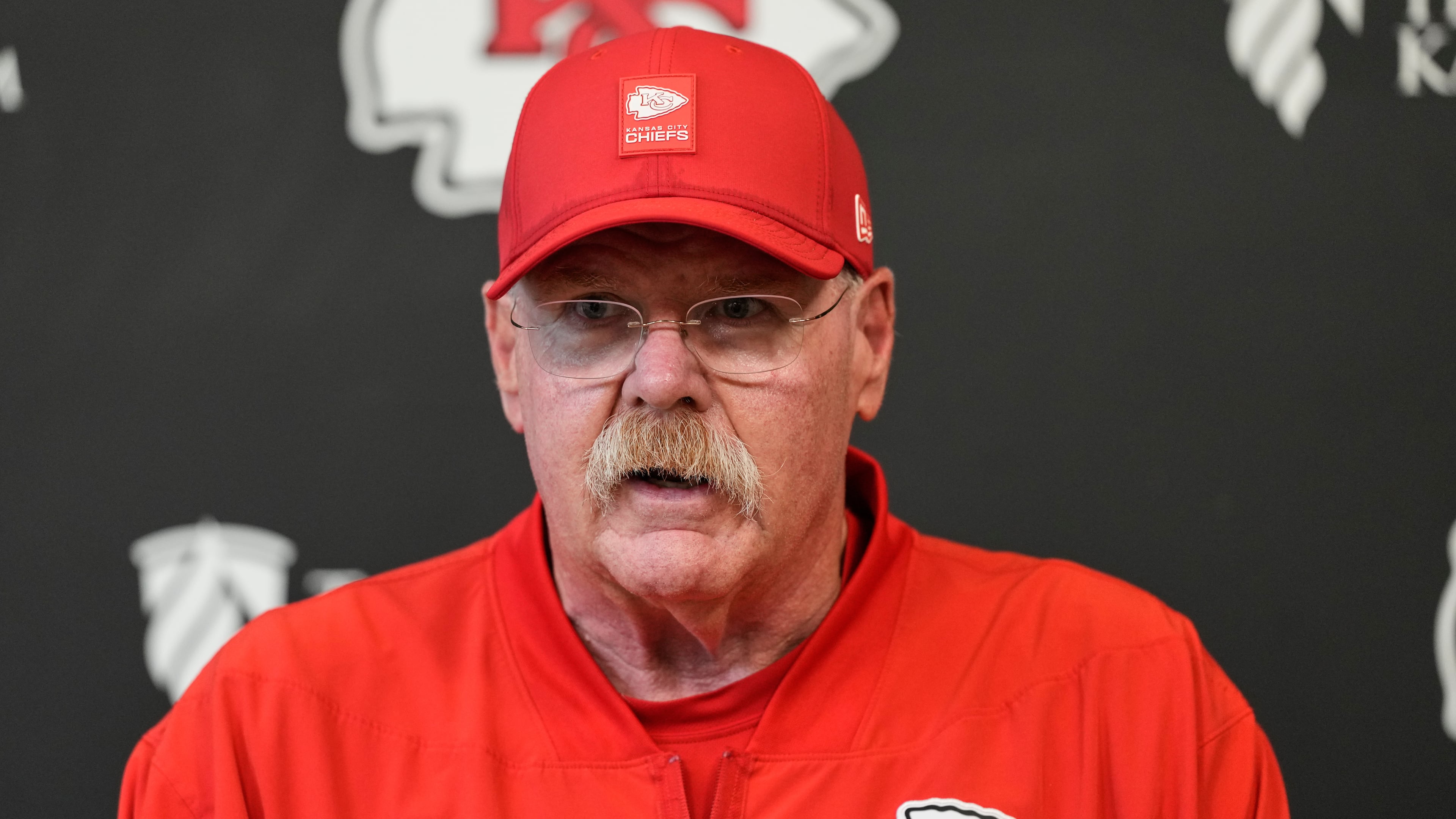 Kansas City Chiefs head coach Andy Reid addresses the media after the NFL football team's organized team activities Thursday, May 28, 2026, in Kansas City, Mo. (AP Photo/Charlie Riedel)