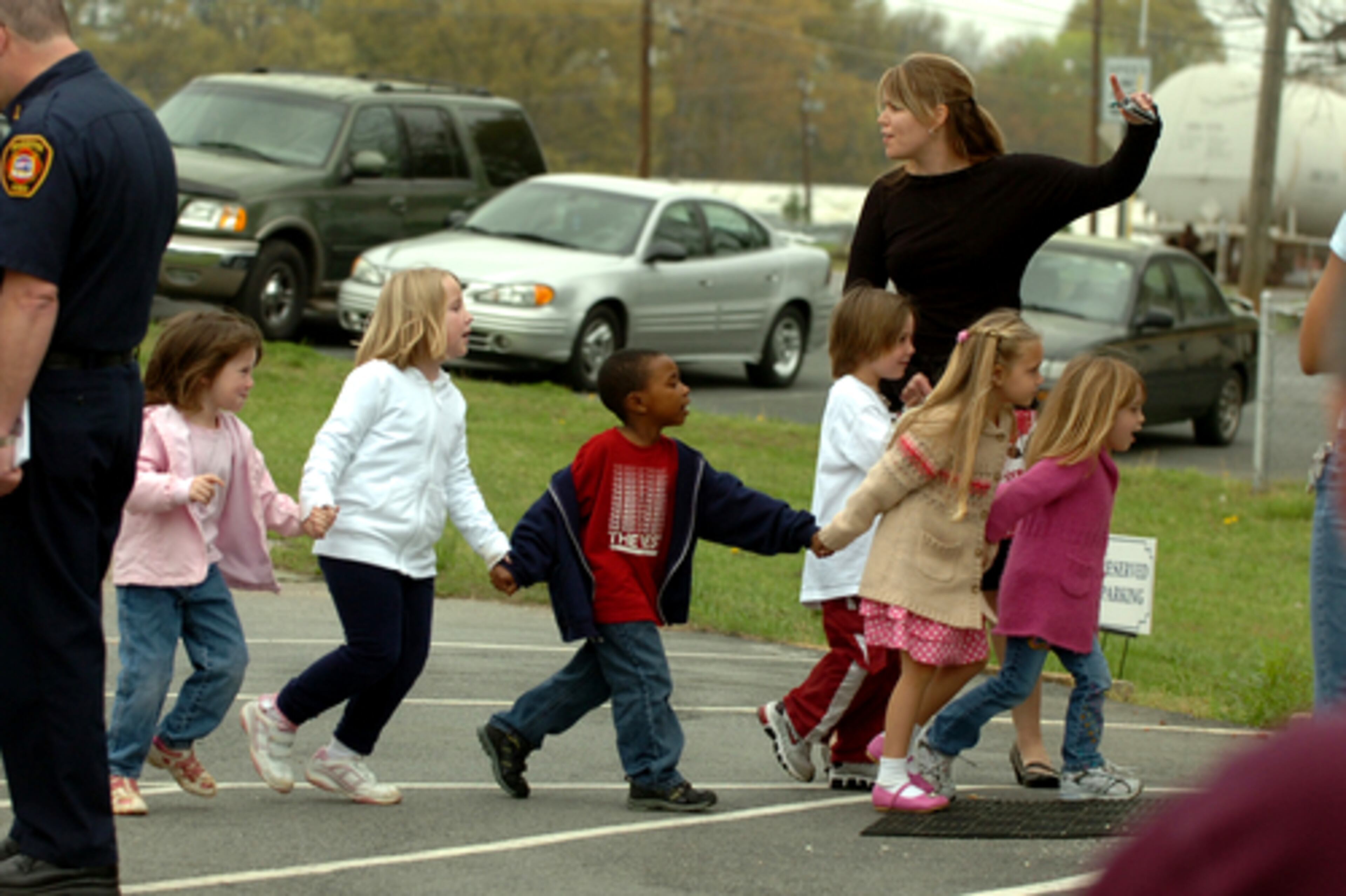 About 150 children from the Primary Prep Academy lined up and hurried during the evacuation.