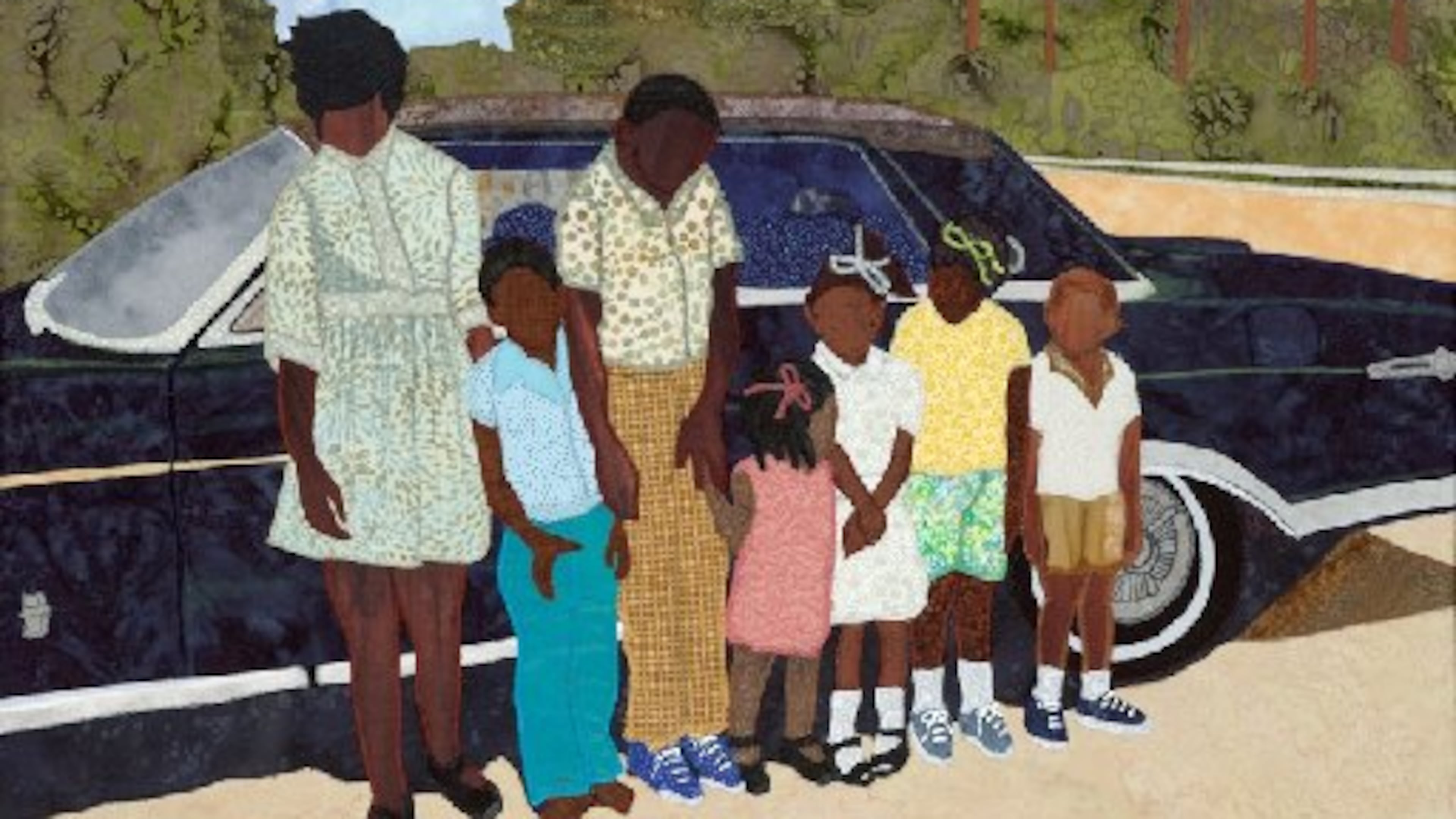 Phyllis Stephens' "Roll Call, " a 2013 work crafted from vintage fabrics, is included in the exhibit "Artists as Friends: A Celebration of Self-Expression, Creativity & Friendships" at the Hudgens Center for the Arts.