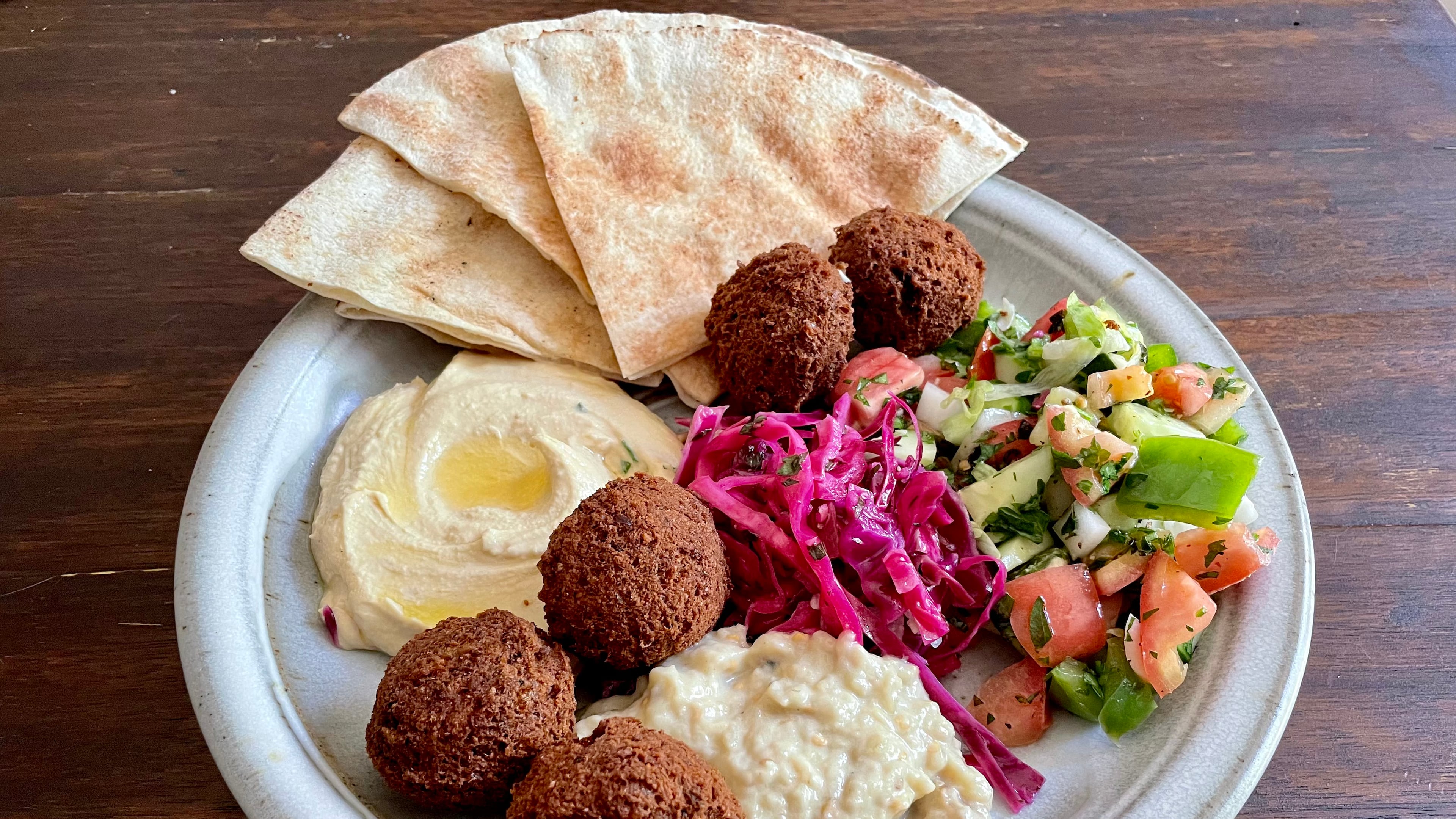 A good bet at Hotchick-peas is the falafel platter. Angela Hansberger for The Atlanta Journal-Constitution