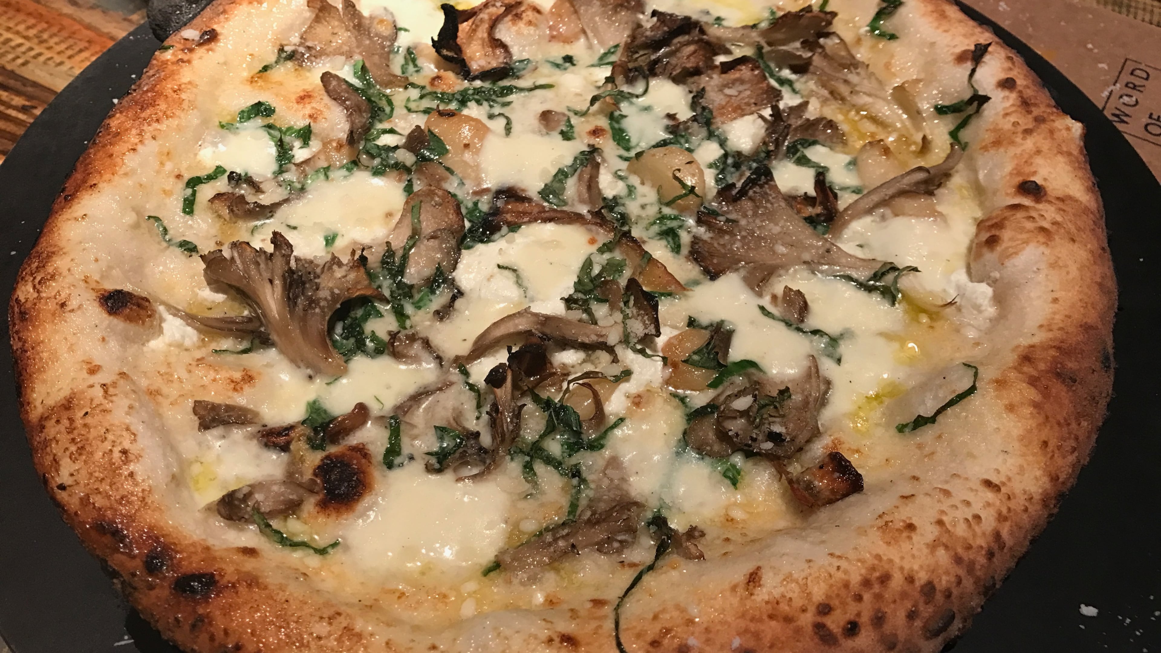 Maitake pizza at Vero. Photo courtesy of Word of Mouth Restaurant Group