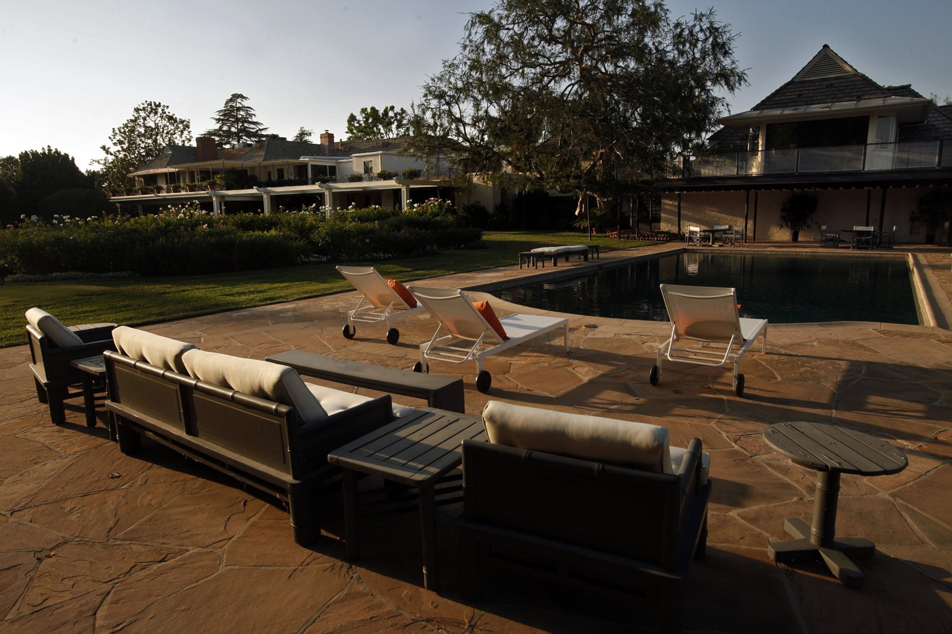 The Bob Hope estate in Toluca Lake, Calif., is on the market for $27.5 million. It includes more than five acres of land with an English manor-style home, an indoor pool, a guest house and an adjoining 4,000-square-foot office.