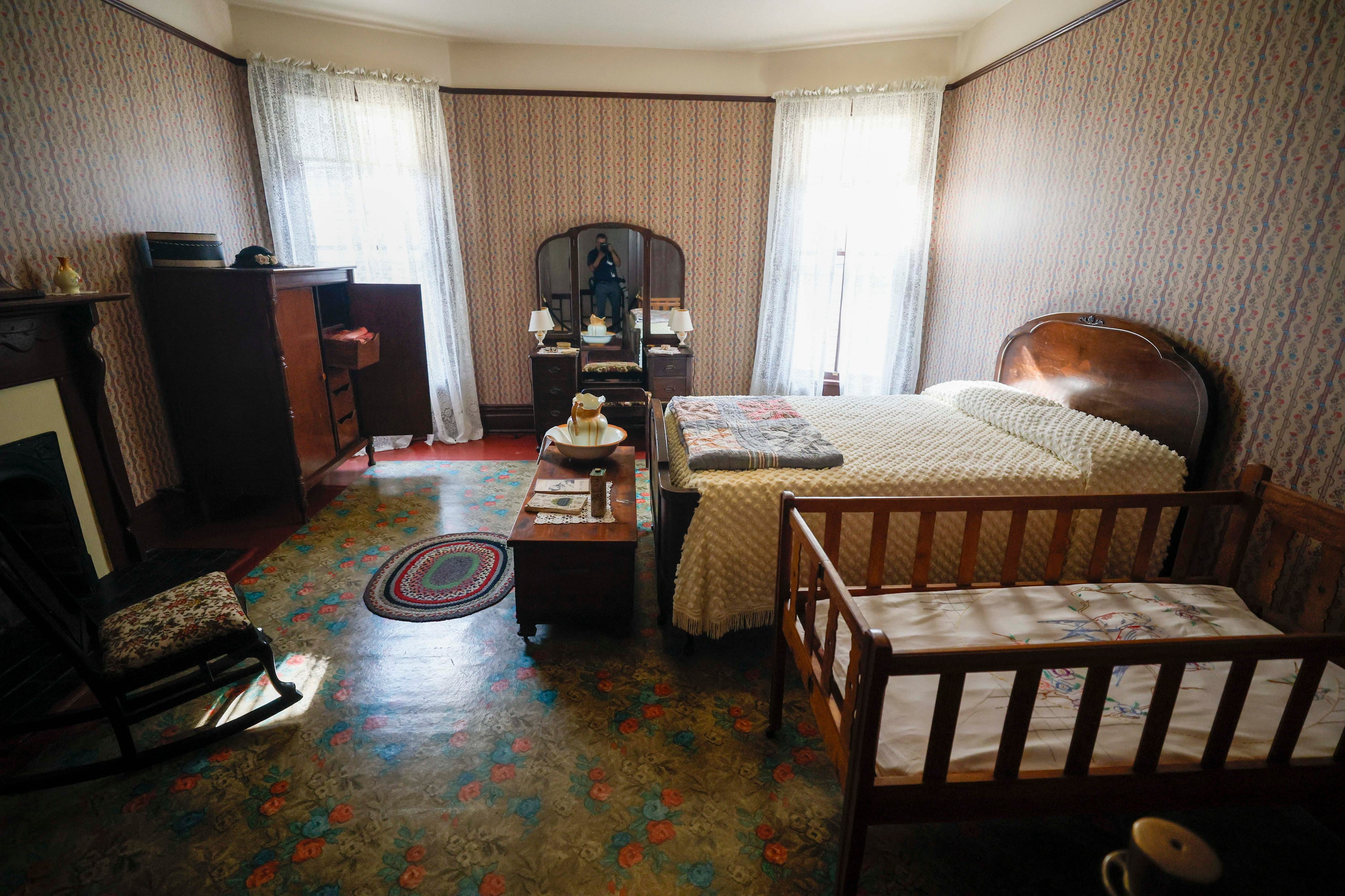 The primary bedroom of the renovated Martin Luther King Jr. childhood home on Thursday, July 2, 2026. (Miguel Martinez/AJC)