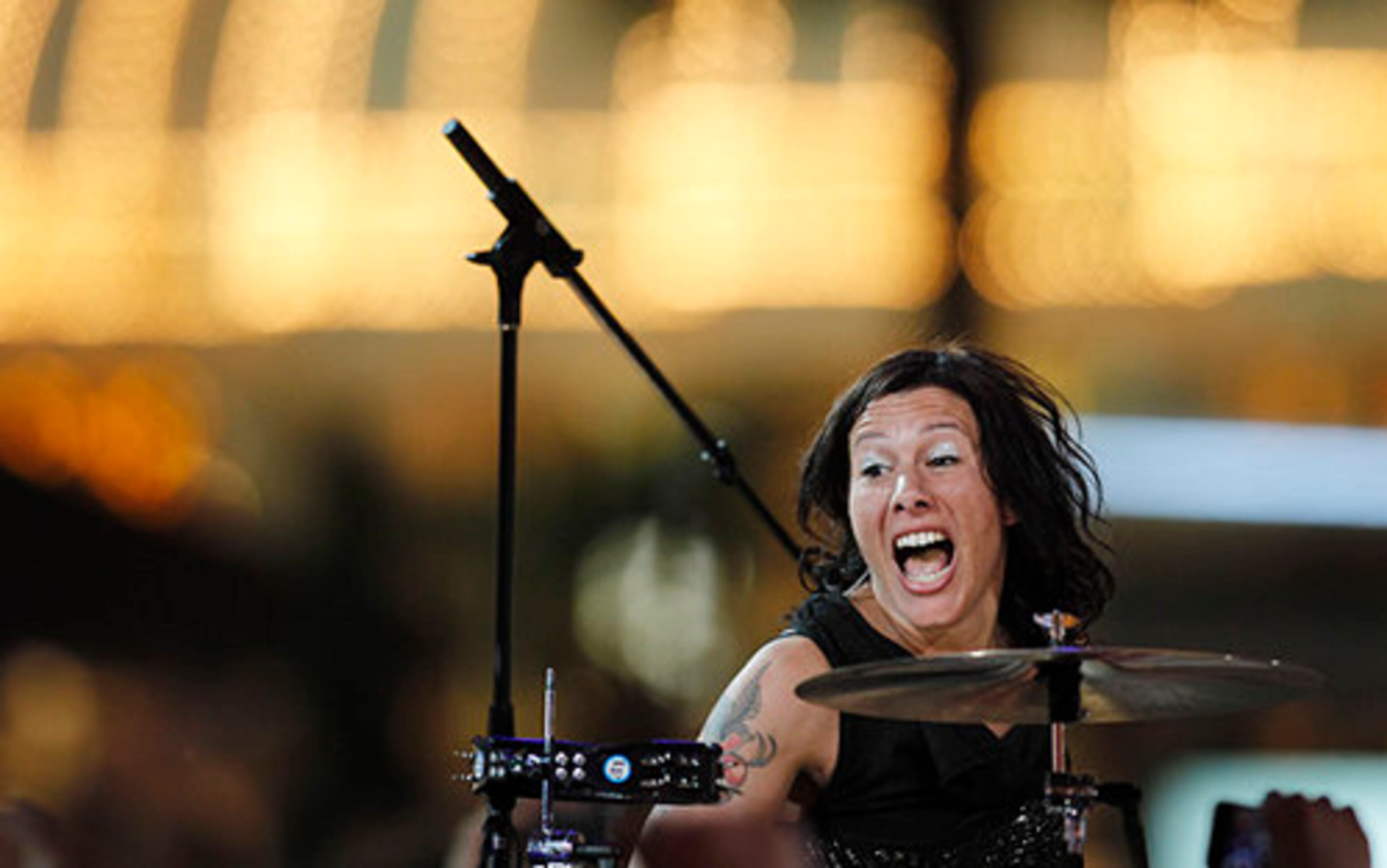Kim Shifino of Matt and Kim performs.