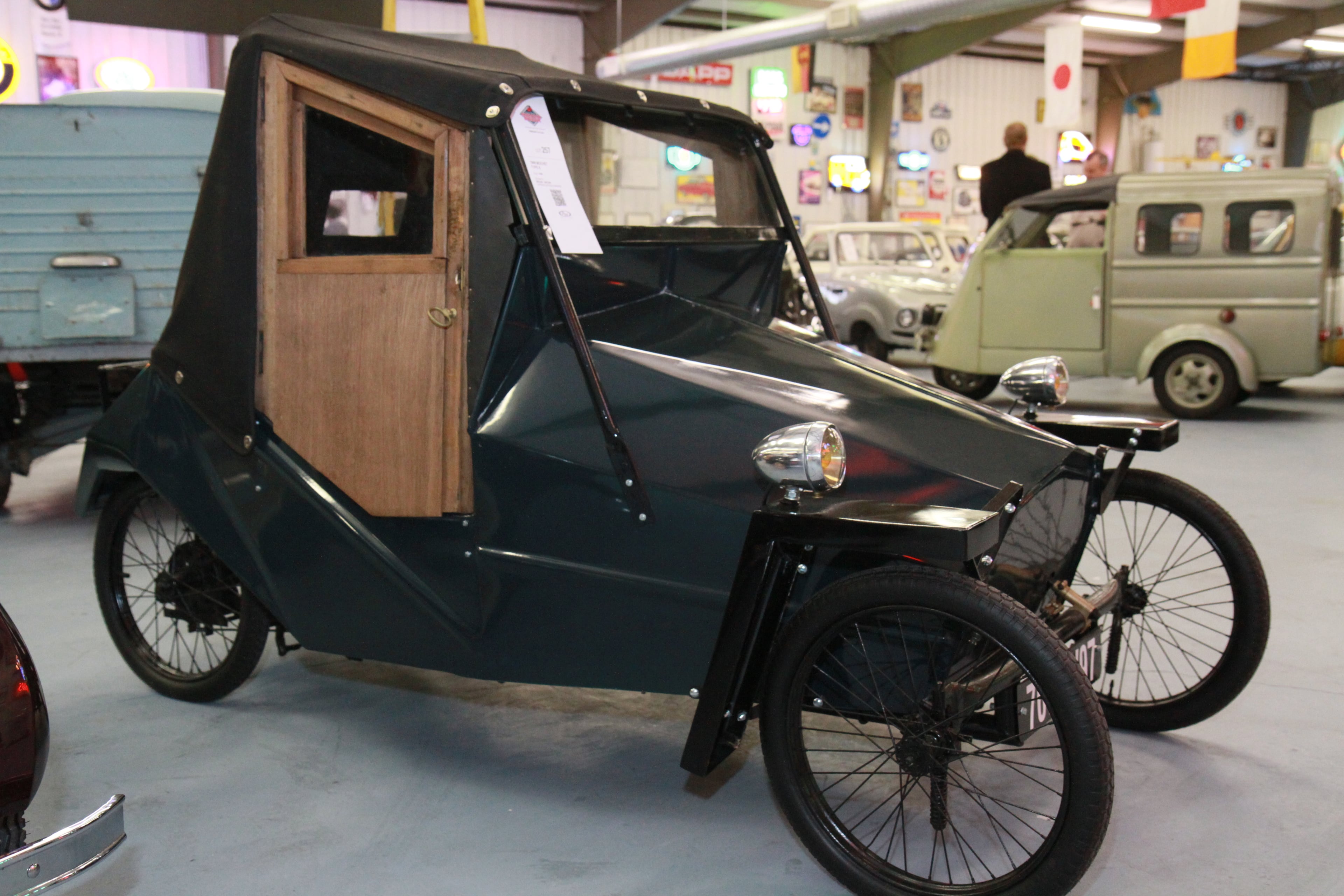 The auction includes 200 cars and more than 300 collectibles, including period neon signage, exceptionally rare kiddie rides, hugely valuable microcar models, literature and period vending machines and candy dispensers, all from the 1950s — the heyday of the microcar.