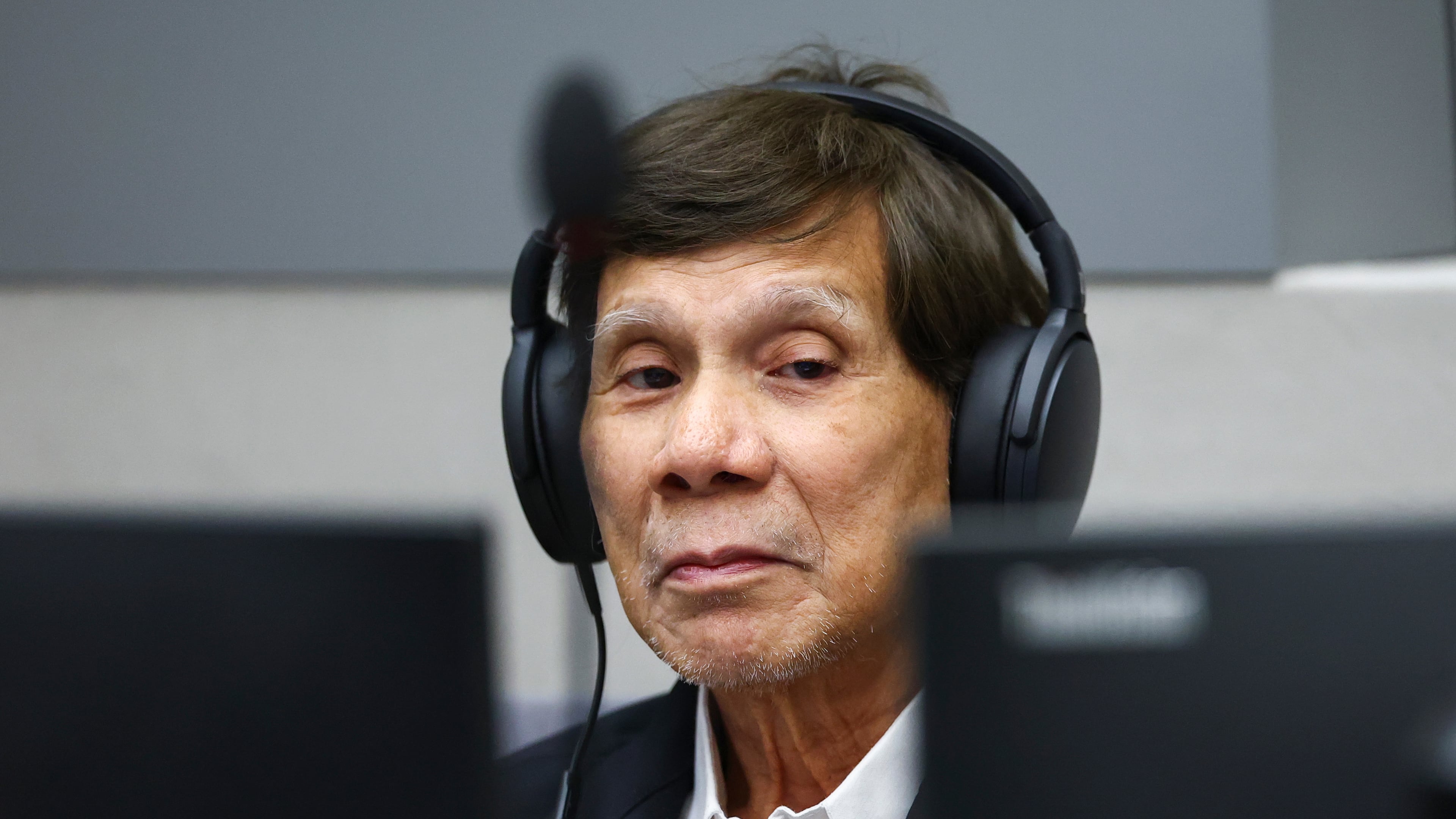 Former Philippine President Rodrigo Duterte appears before the International Criminal Court in The Hague, Netherlands, Wednesday, Sept. 16, 2026. (Piroschka van de Wouw/Pool Photo via AP)