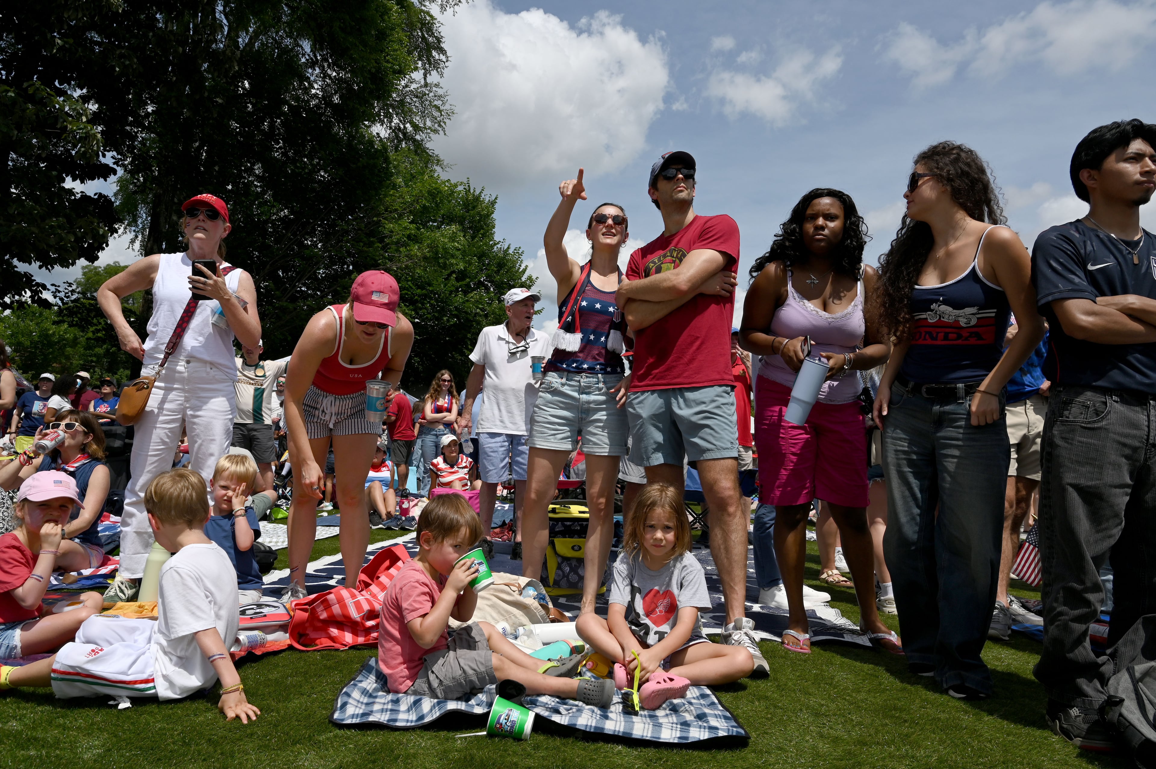 Soccer fans watch the USA vs. Australia game during Decatur WatchFest at Decatur Square on Friday, June 19, 2026. (Hyosub Shin/AJC)