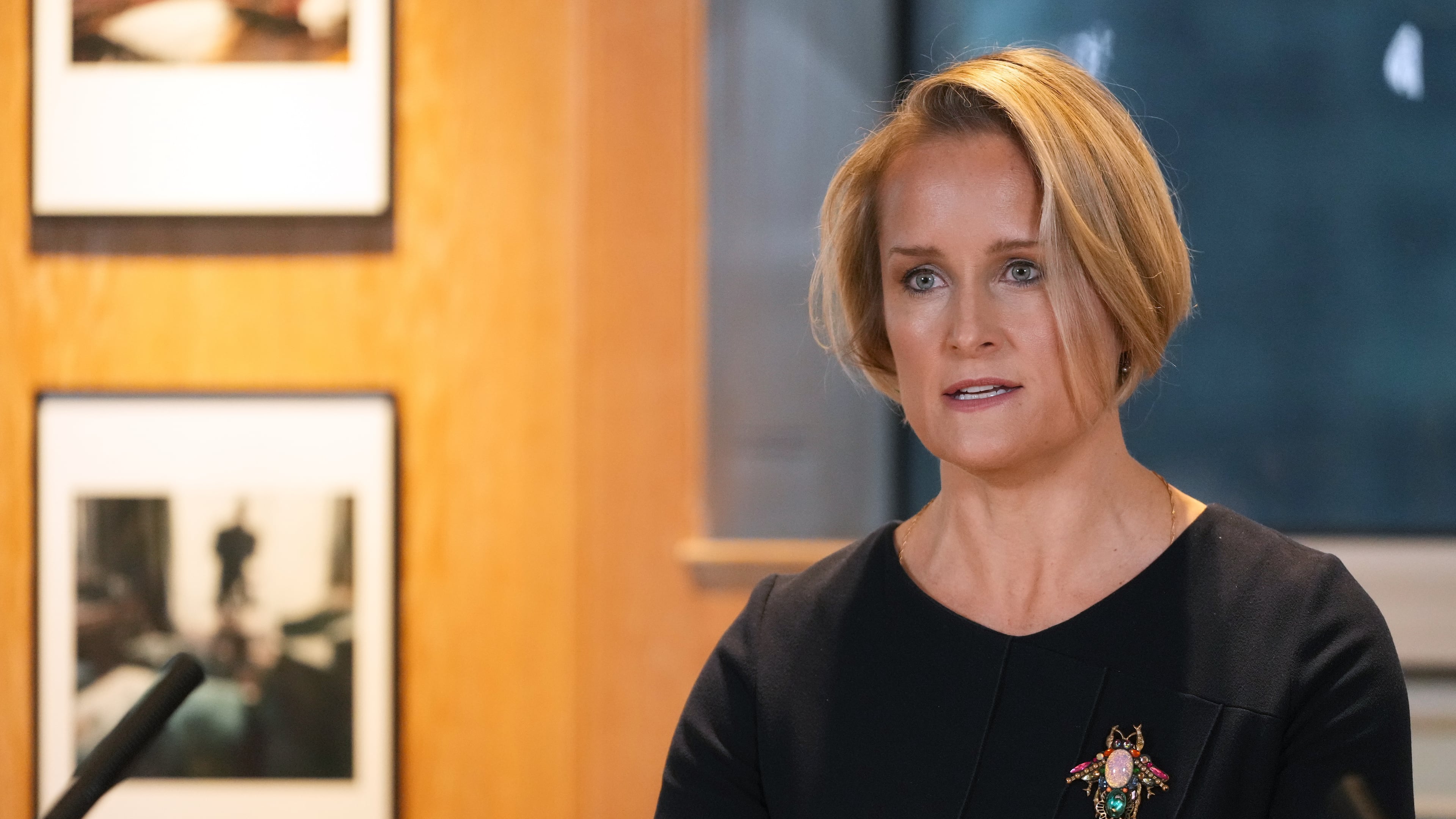 FILE - The new head of Britain's MI6 Blaise Metreweli makes her first public speech in London, Dec. 15, 2025. (AP Photo/Kirsty Wigglesworth, Pool, File)